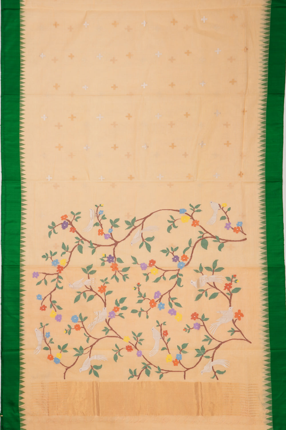 Ponduru Handspun Cotton Butta Pastel Orange Saree