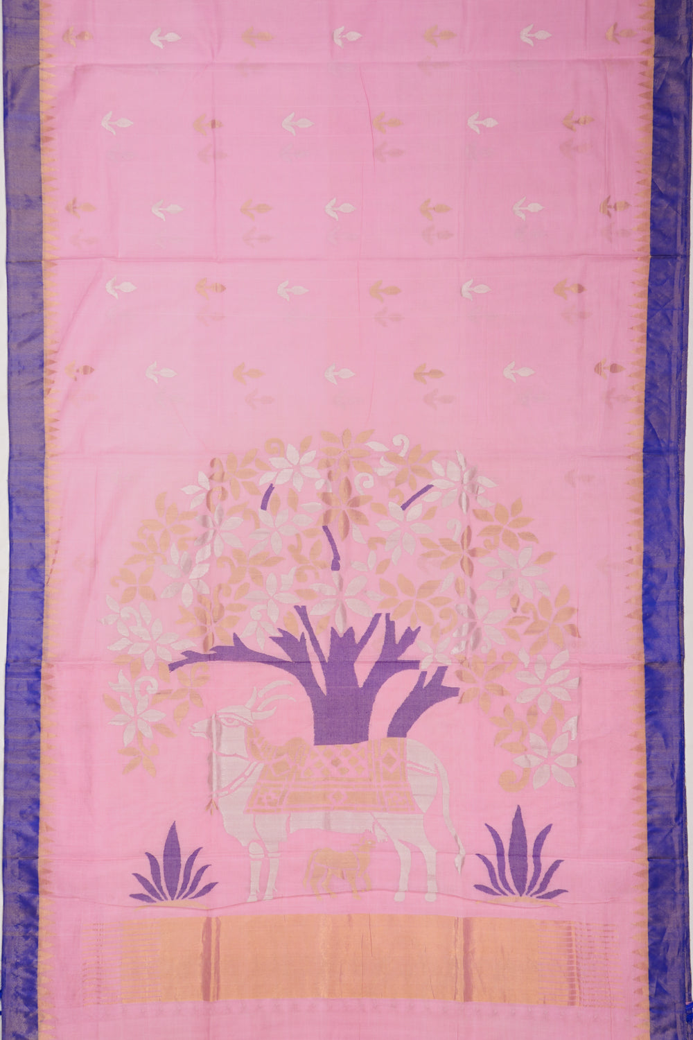 Ponduru Handspun Cotton Butta Pastel Pink Saree