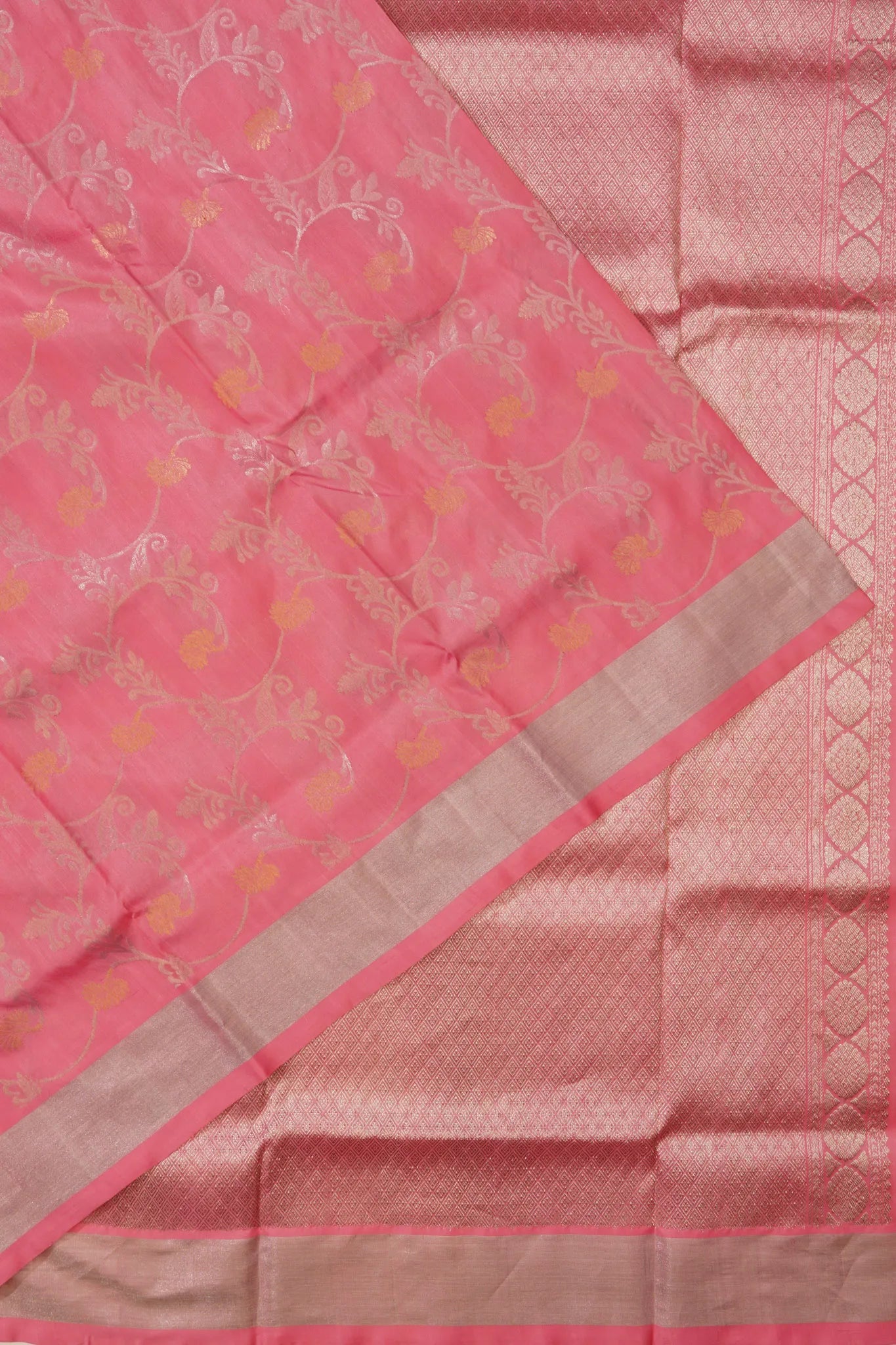 Venkatagiri Silk Jaal Baby Pink Saree