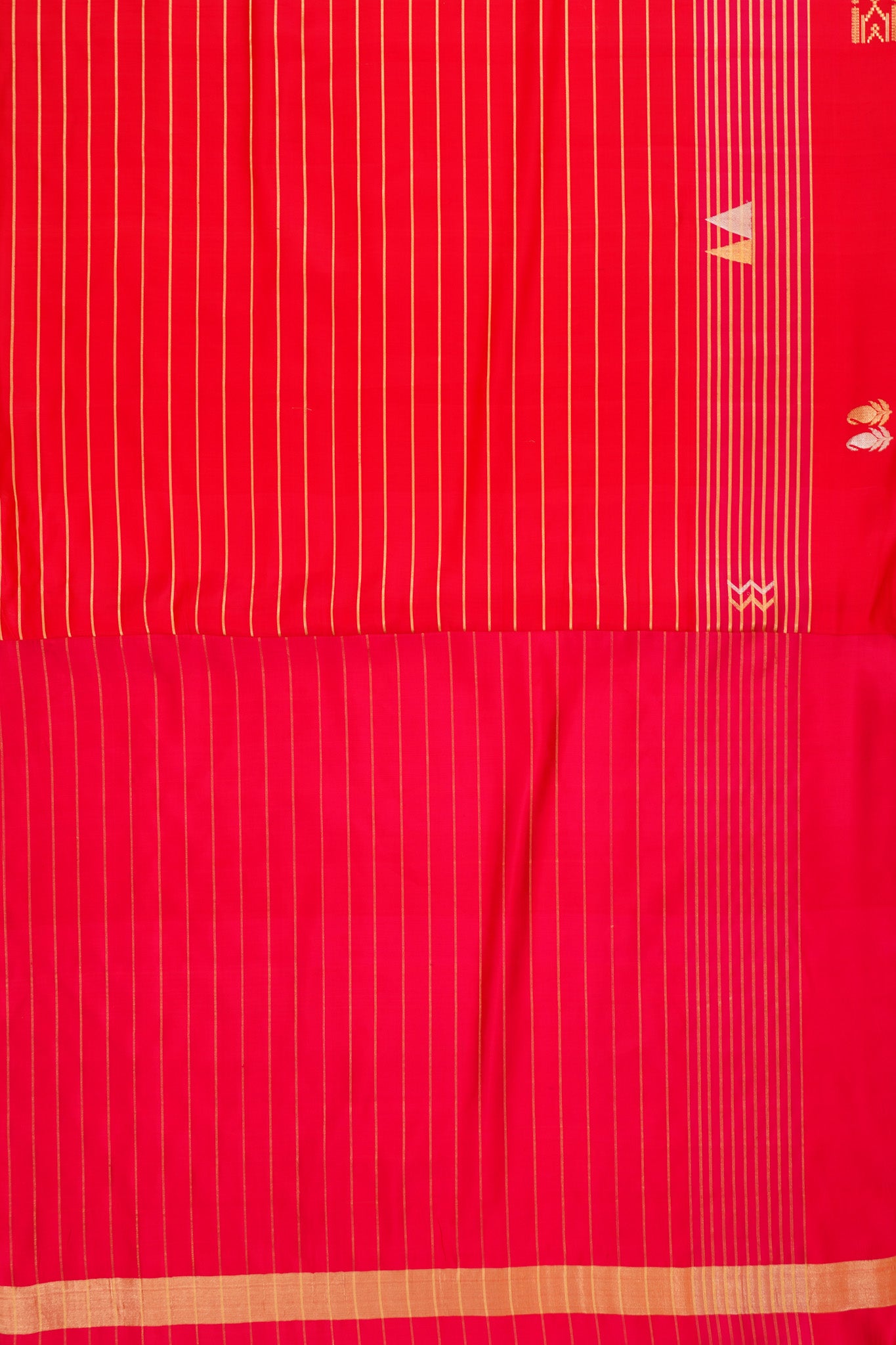 Banarasi Satin Horizontal Lines Red Saree