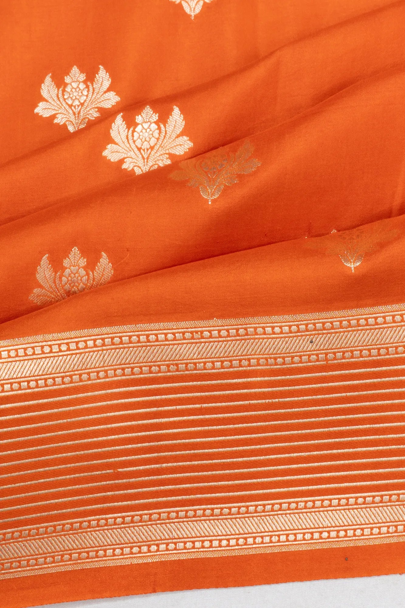 Banarasi Silk Butta Orange Saree