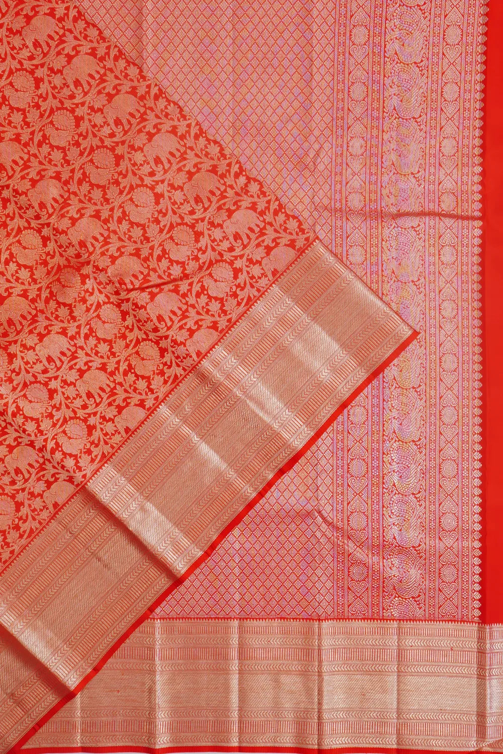 Kanchipuram Silk Brocade Red Saree