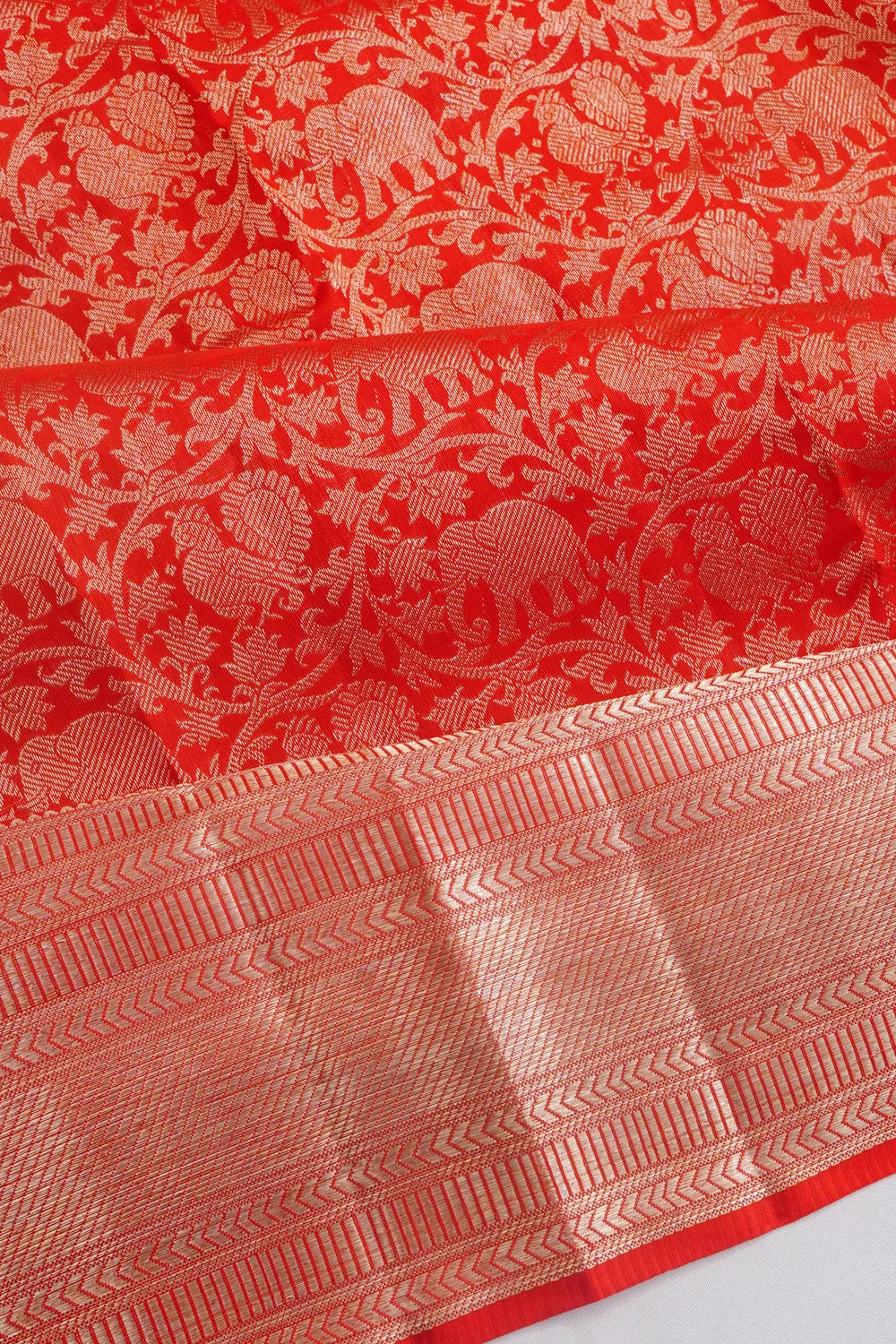 Kanchipuram Silk Brocade Red Saree
