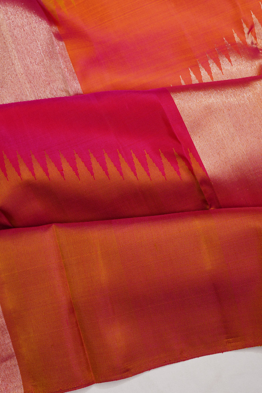 Kanchipuram Silk Tissue Brocade Orange Saree