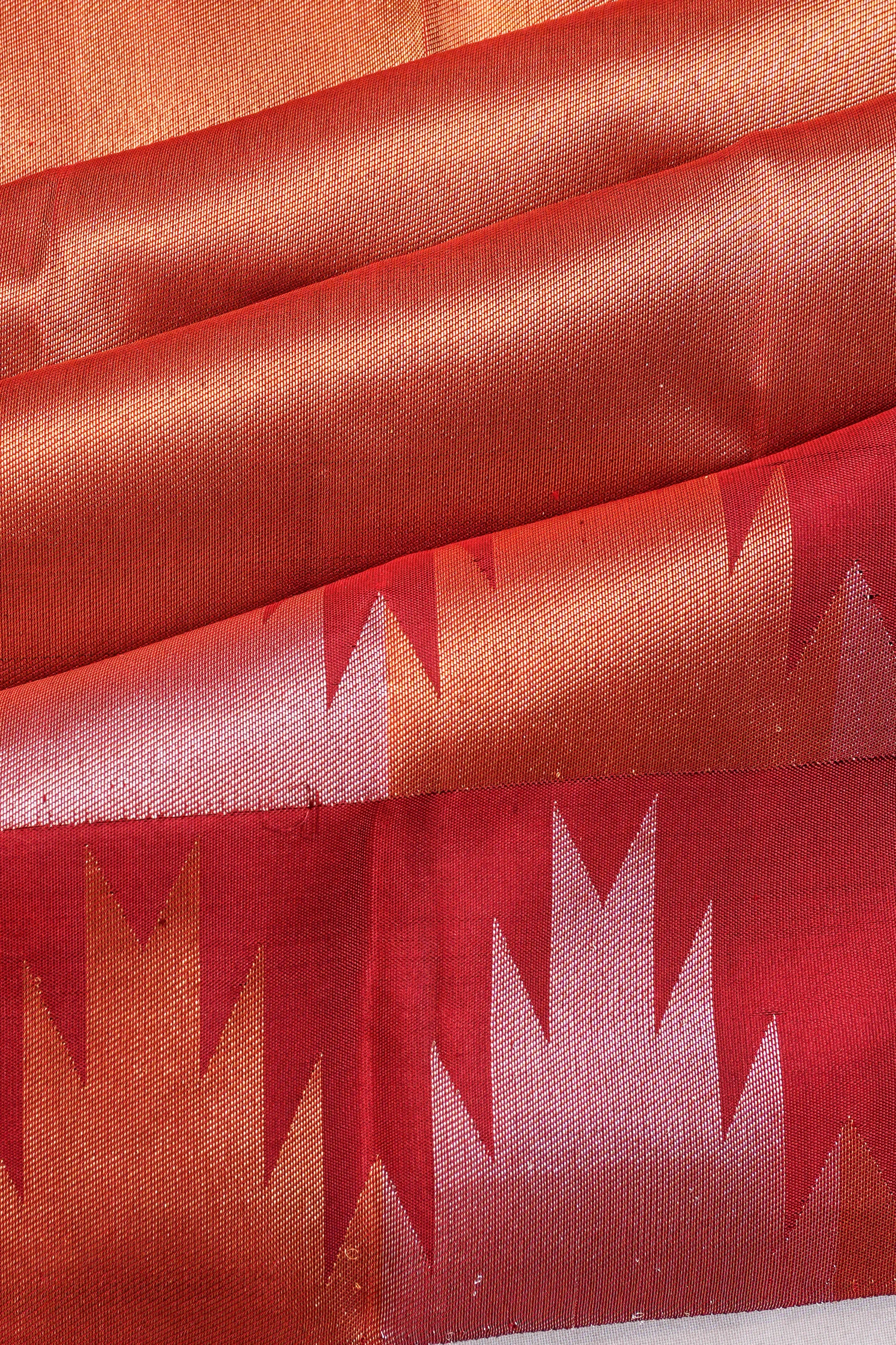 Kanchipuram Silk Tissue Plain Red Saree
