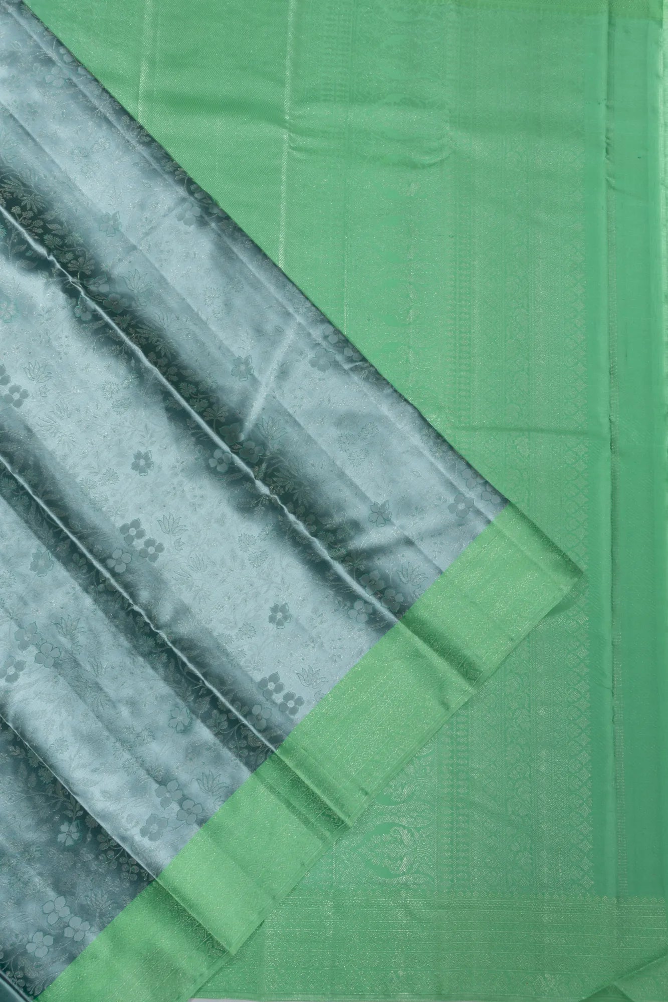 Kanchipuram Silk Brocade Grey Saree