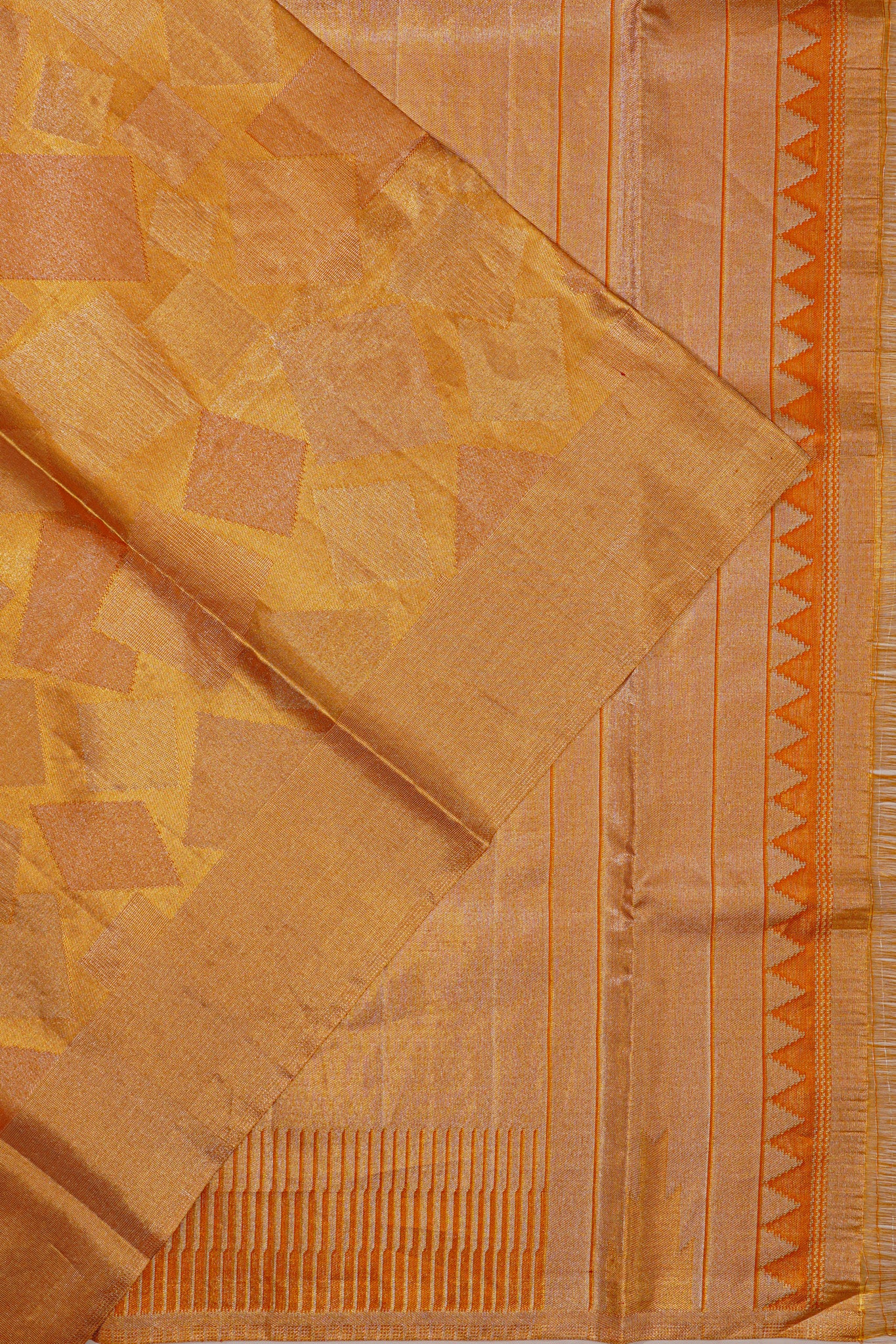 Kanchipuram Silk Tissue Brocade Gold Saree