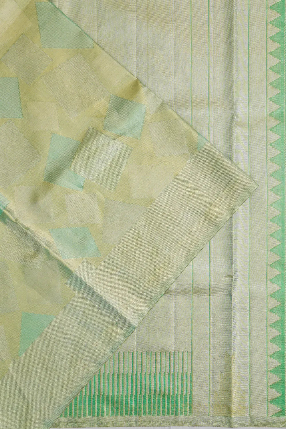 Kanchipuram Silk Tissue Geometrical Brocade Gold Saree