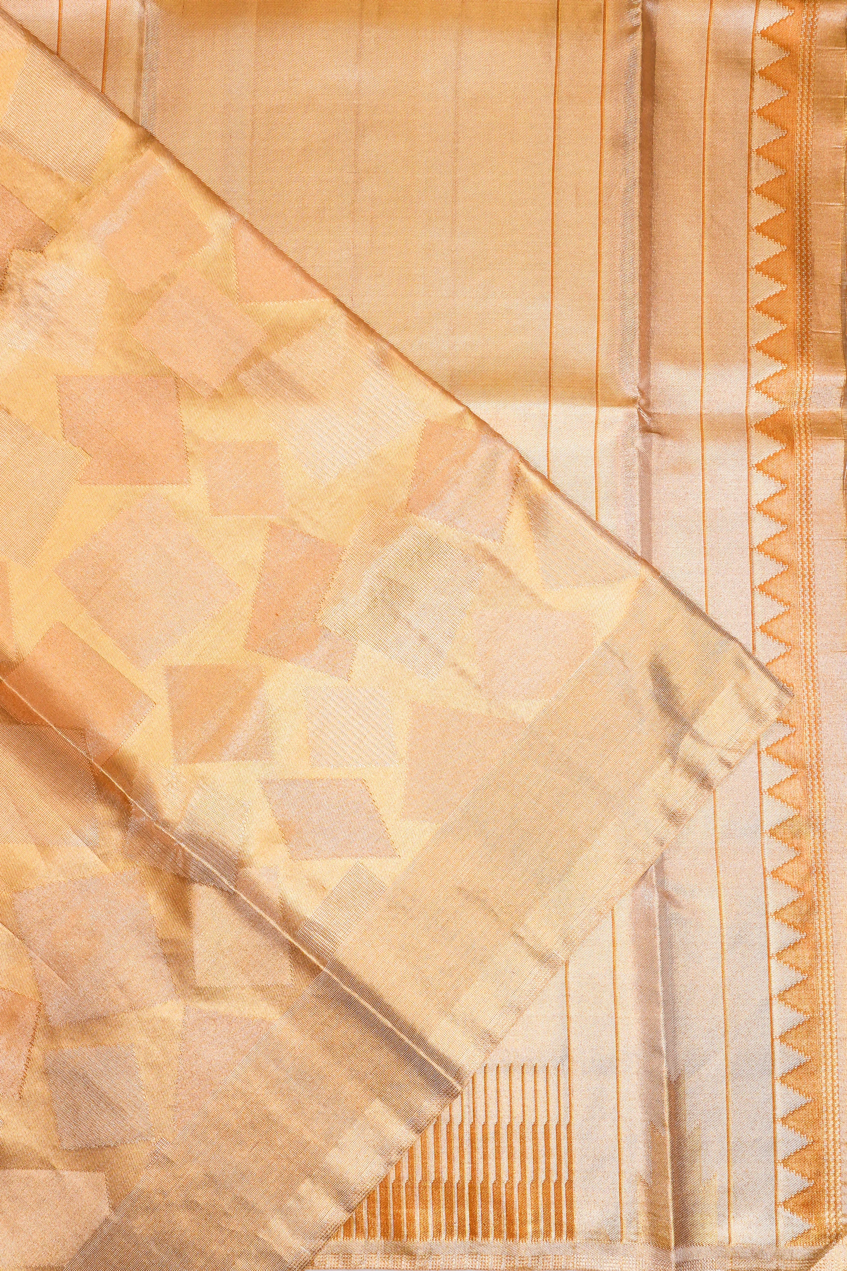Kanchipuram Silk Tissue Brocade Gold Saree