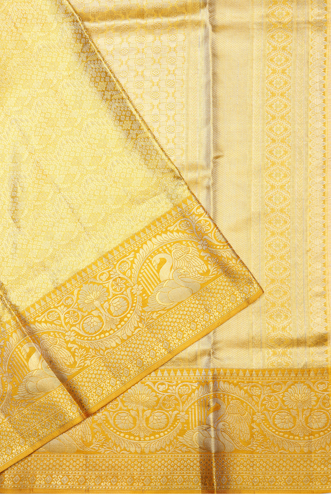 Taranga Kanchi Silk Tissue Brocade Gold Saree