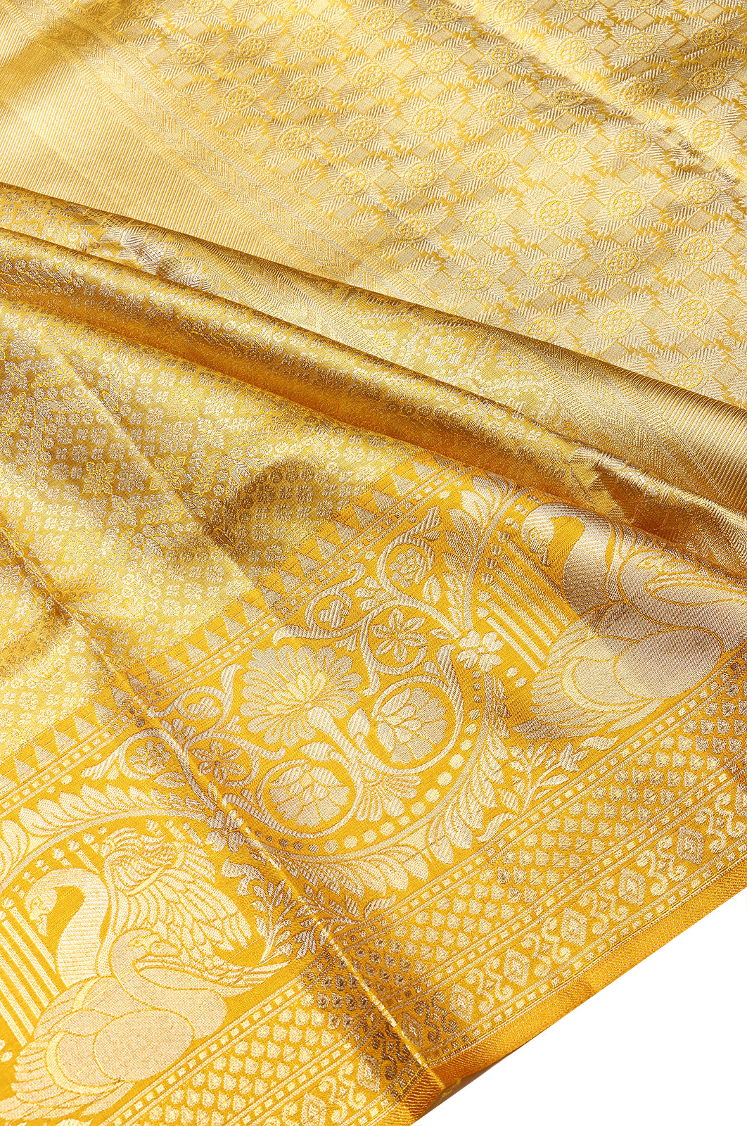 Taranga Kanchi Silk Tissue Brocade Gold Saree