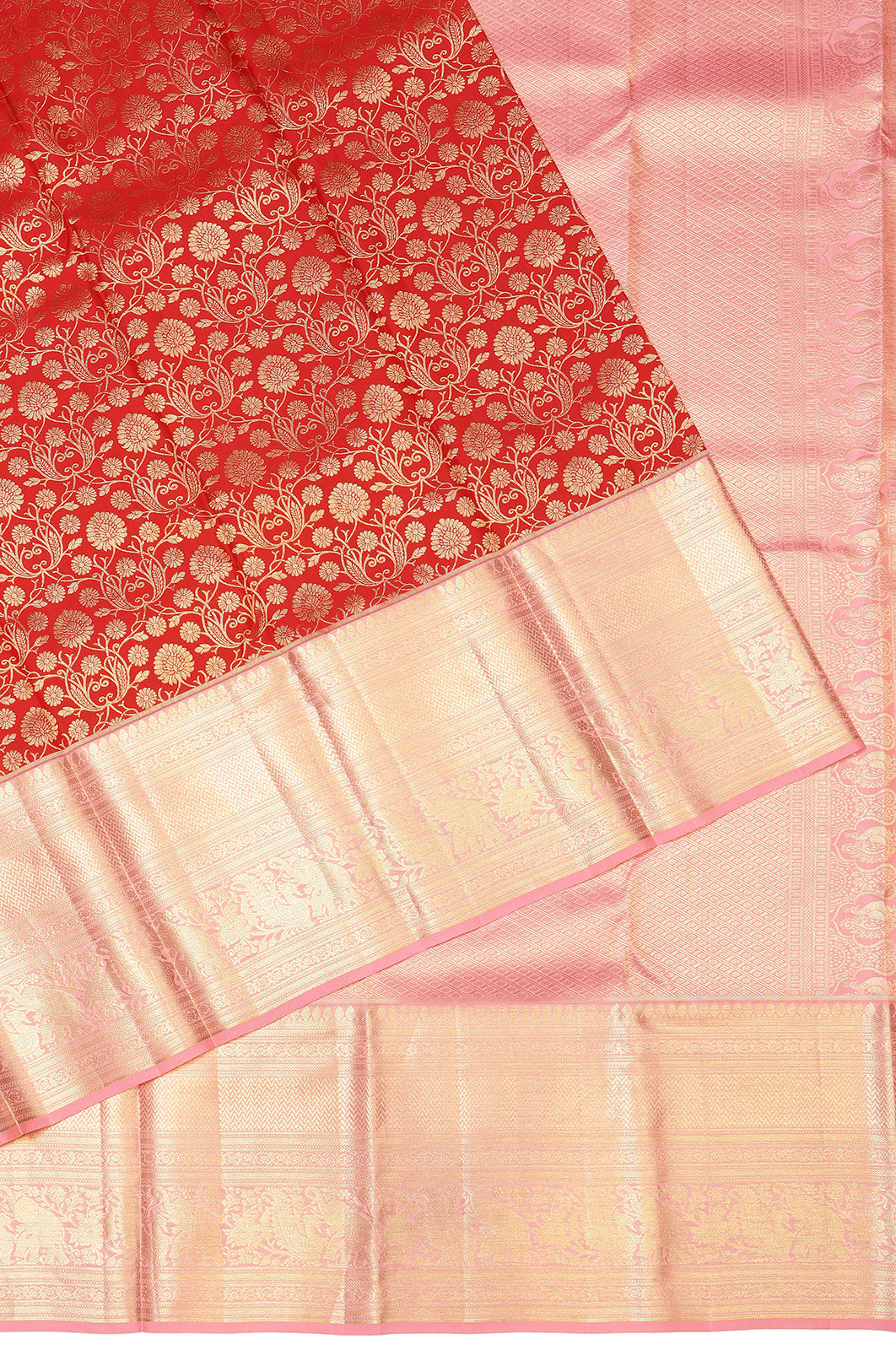 Taranga Kanchi Silk Brocade Red Saree