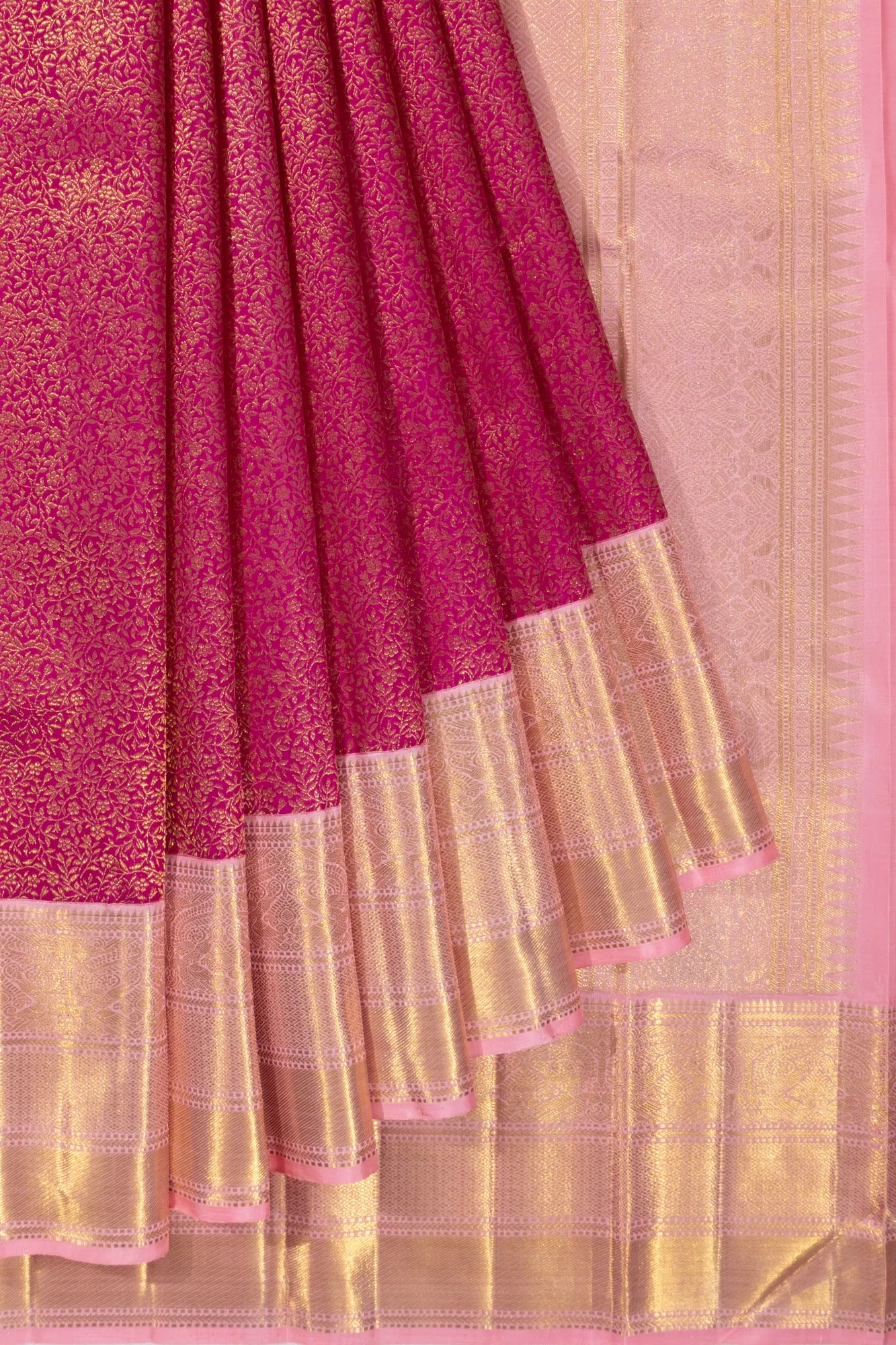Kanchipuram Silk Brocade Pink Saree