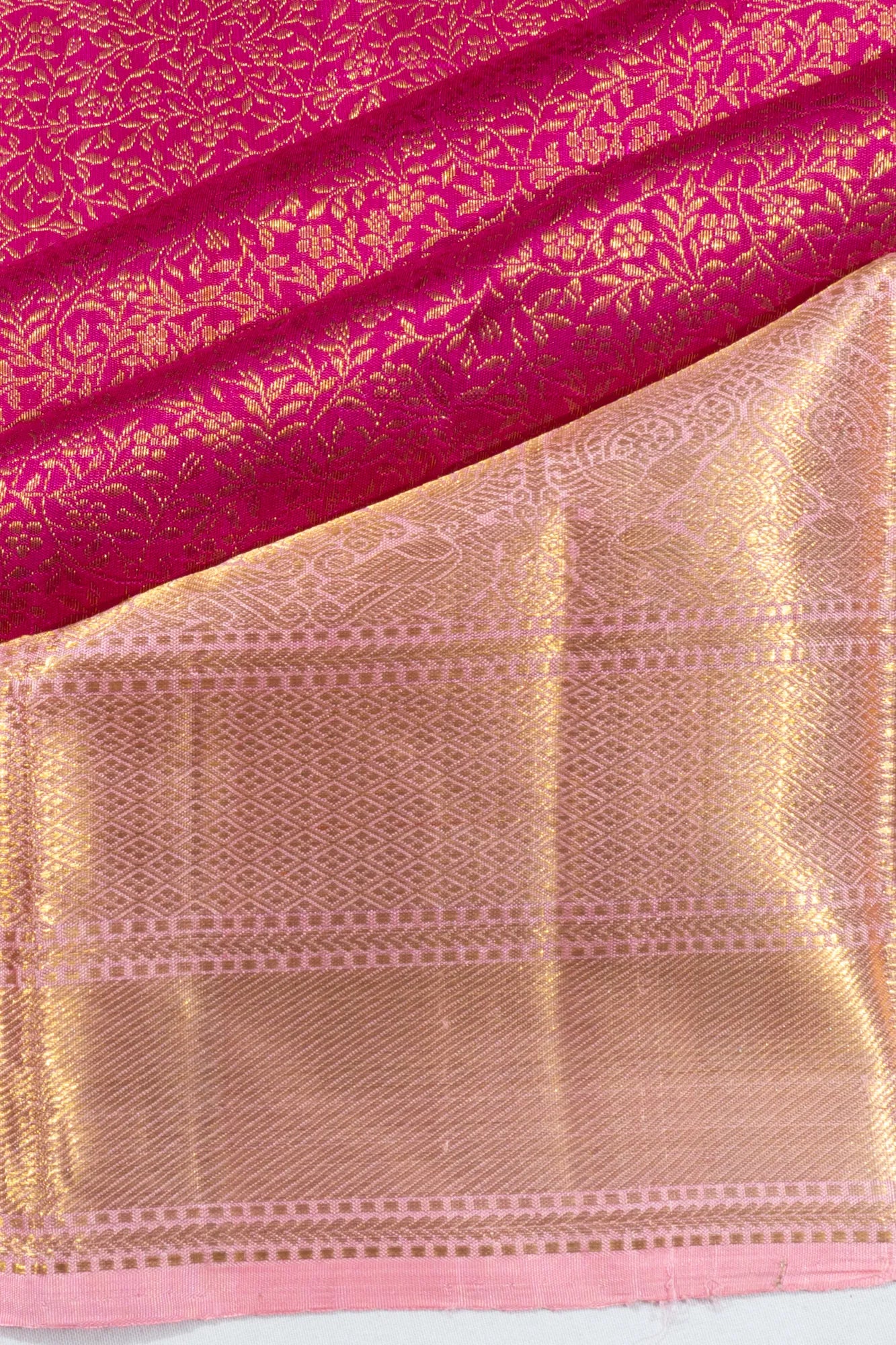 Kanchipuram Silk Brocade Pink Saree
