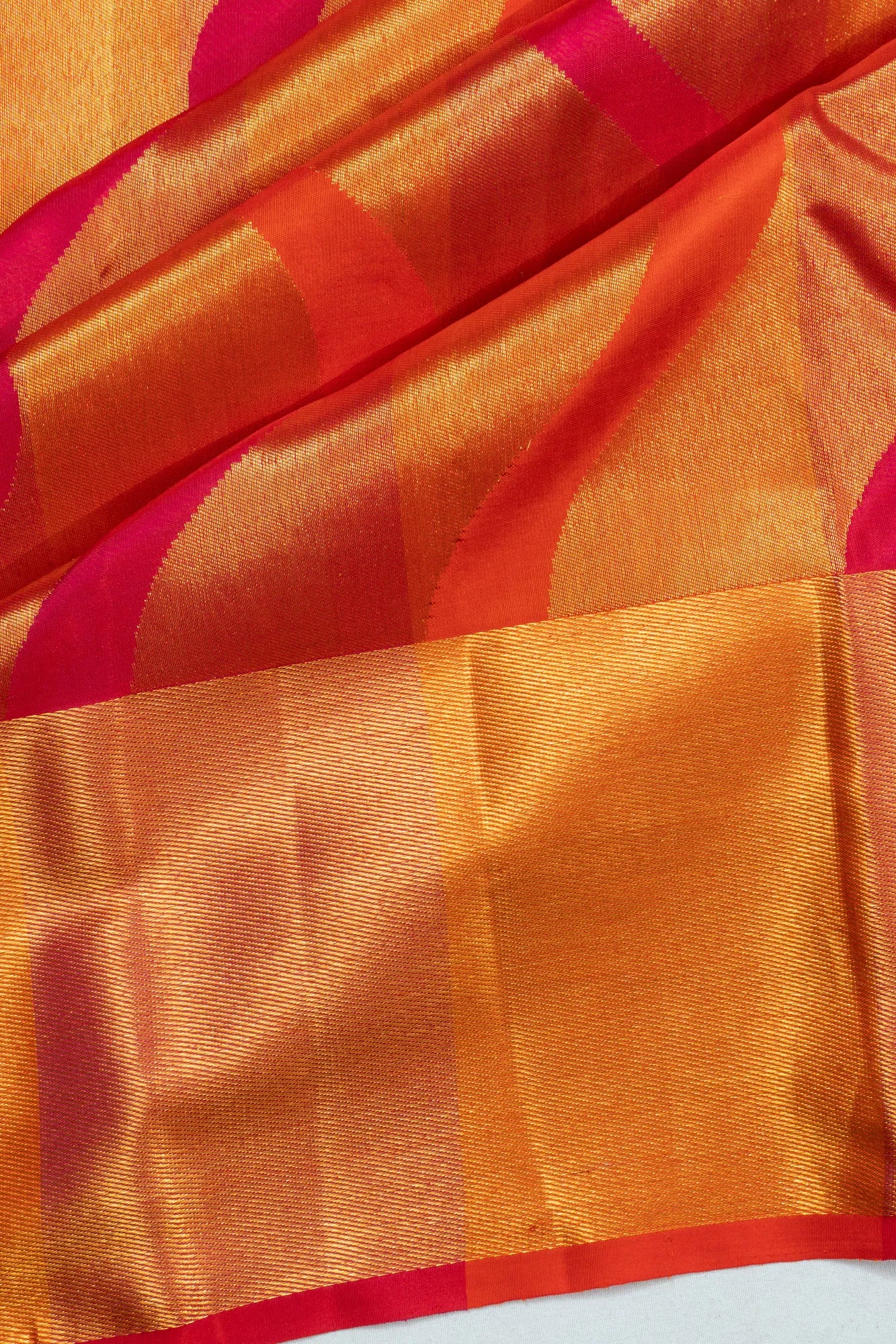 Kanchipuram Silk Tissue Brocade Pink And Orange Saree