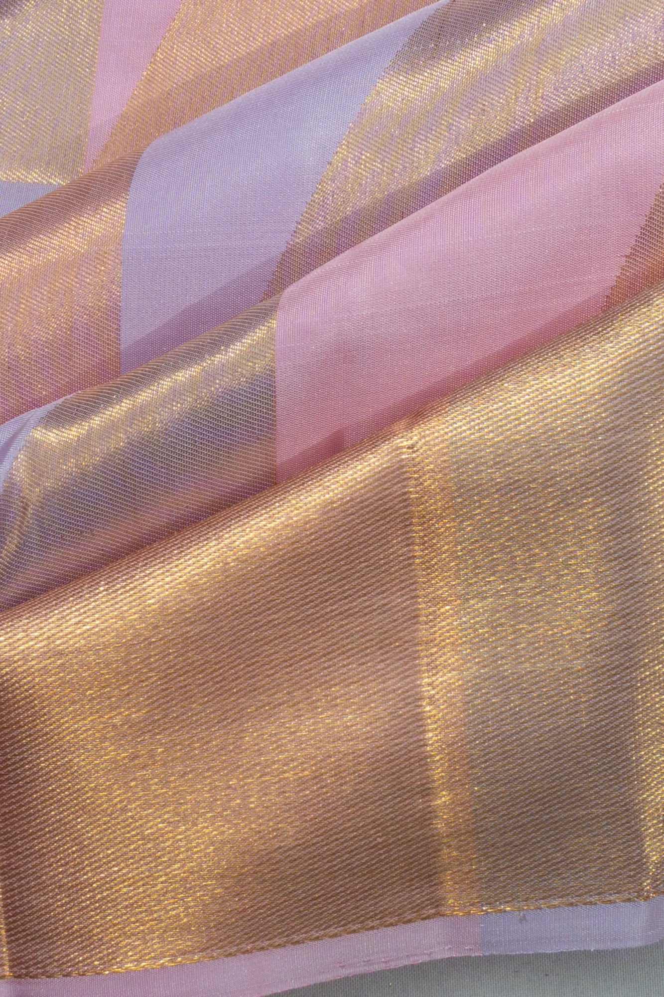 Kanchipuram Silk Geometric Brocade Multicolor Violet Saree