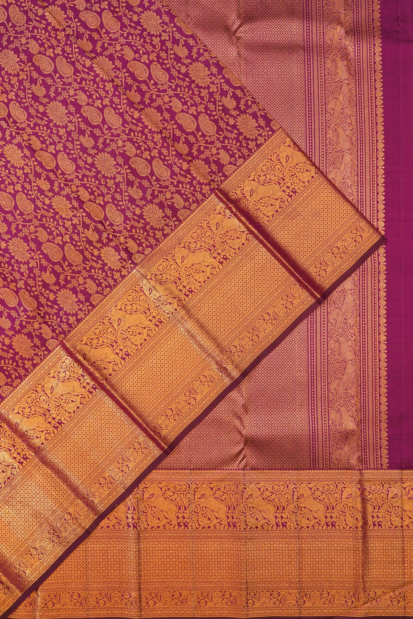 Kanchipuram Silk Brocade Purple Saree