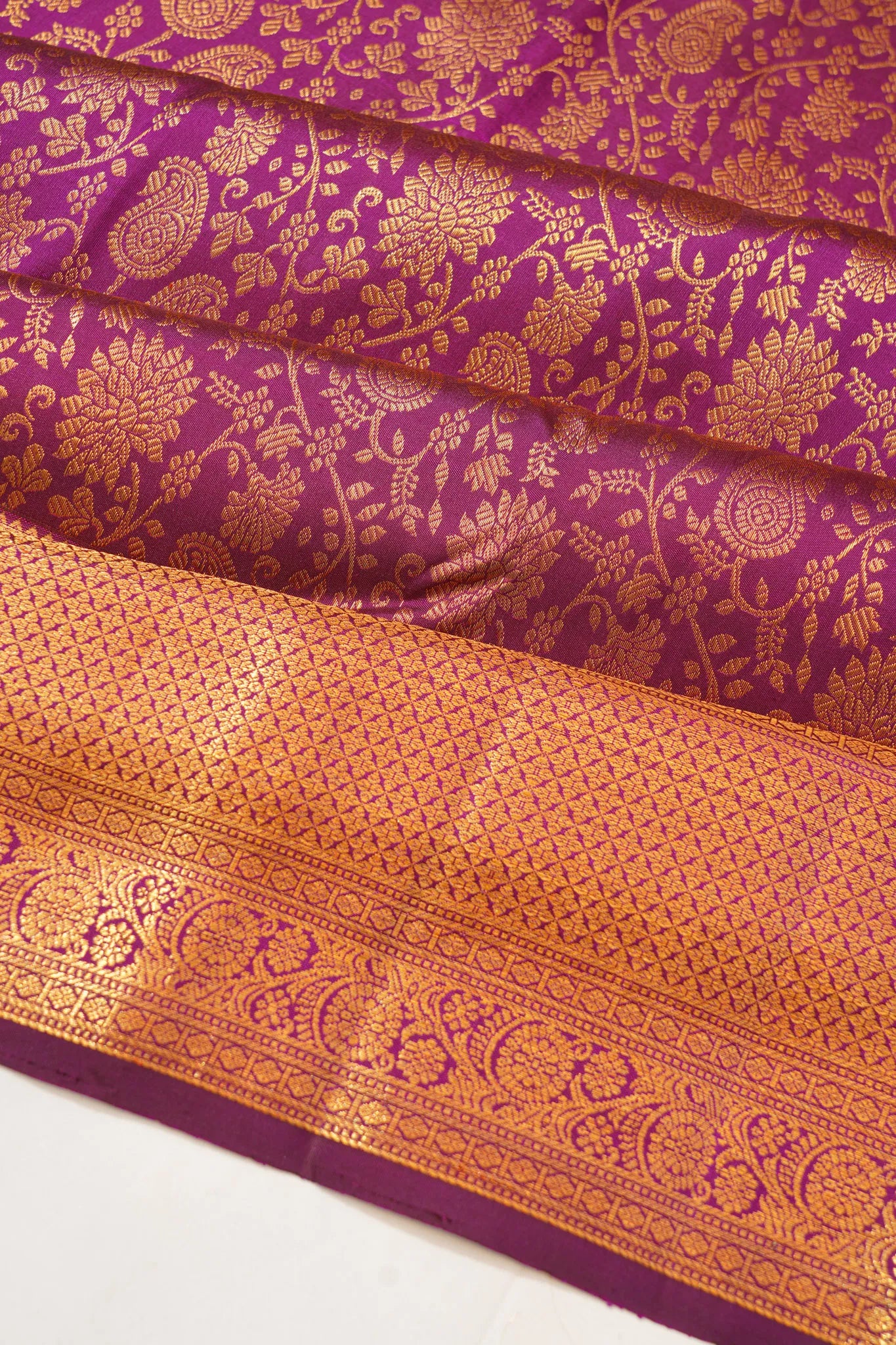 Kanchipuram Silk Brocade Purple Saree