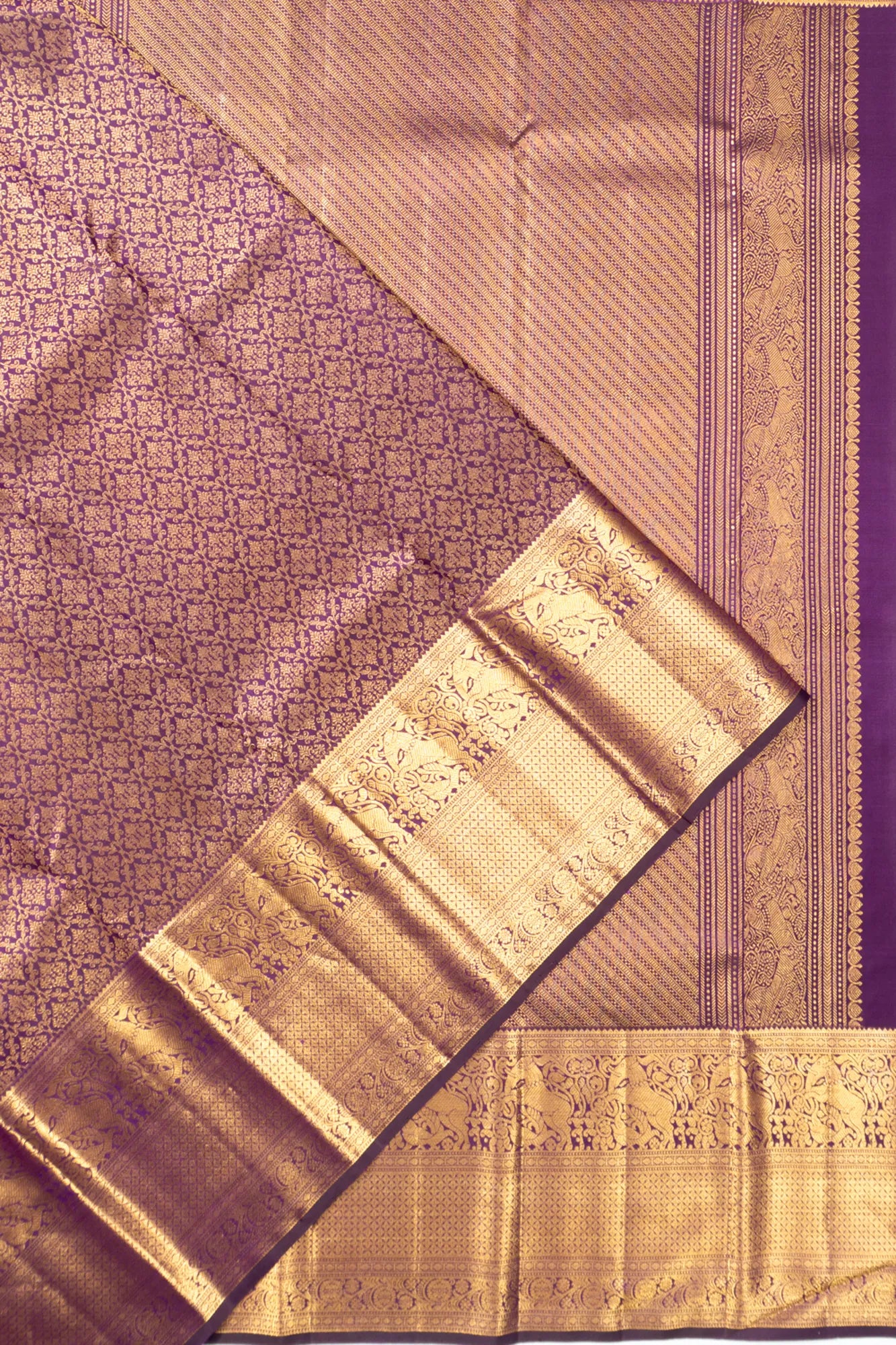 Kanchipuram Silk Brocade Violet Saree