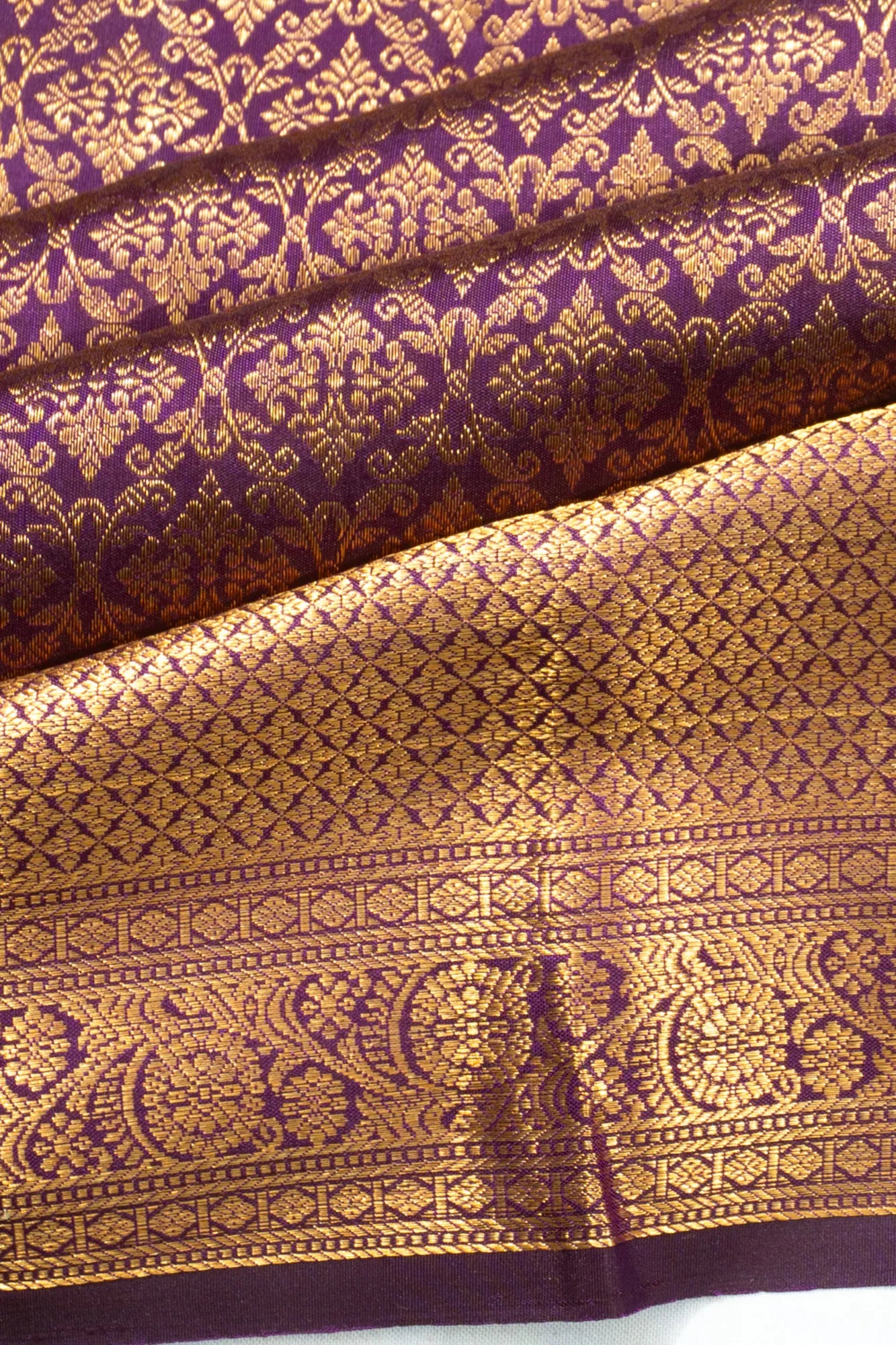Kanchipuram Silk Brocade Violet Saree