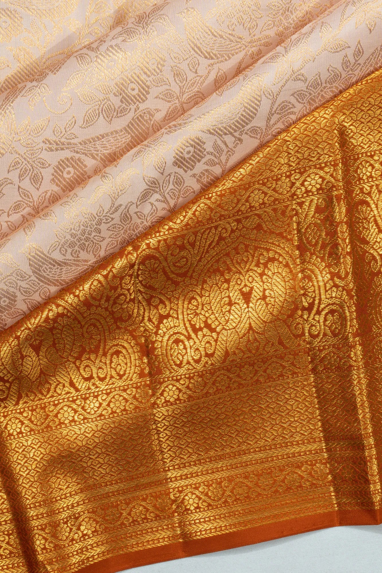 Kanchipuram Silk Brocade White Saree