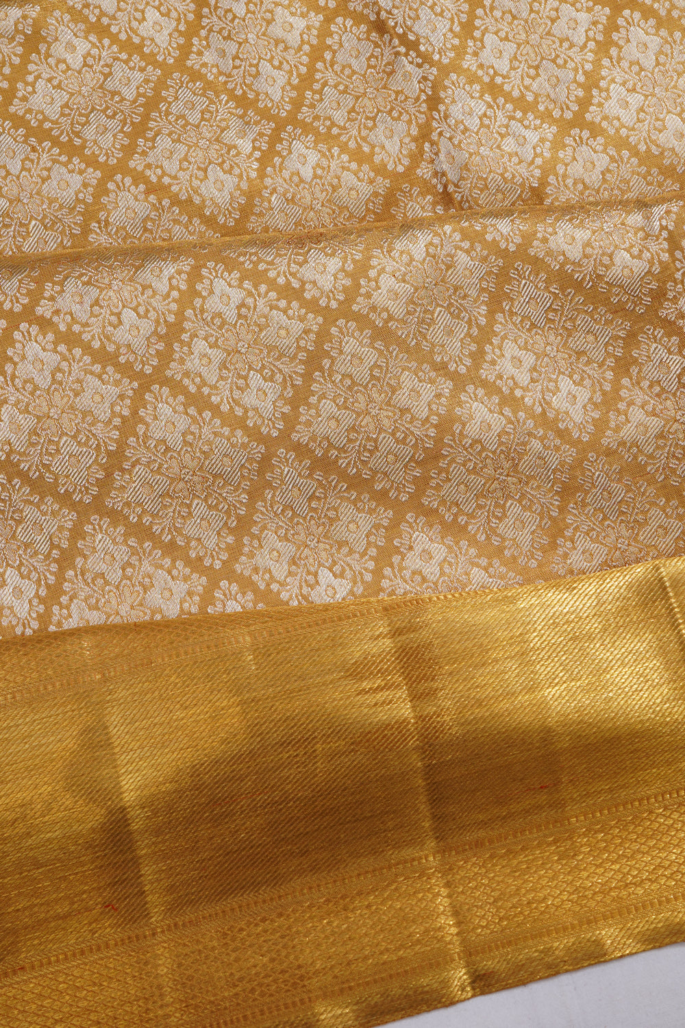 Kanchipuram Silk Tissue Brocade Gold Saree