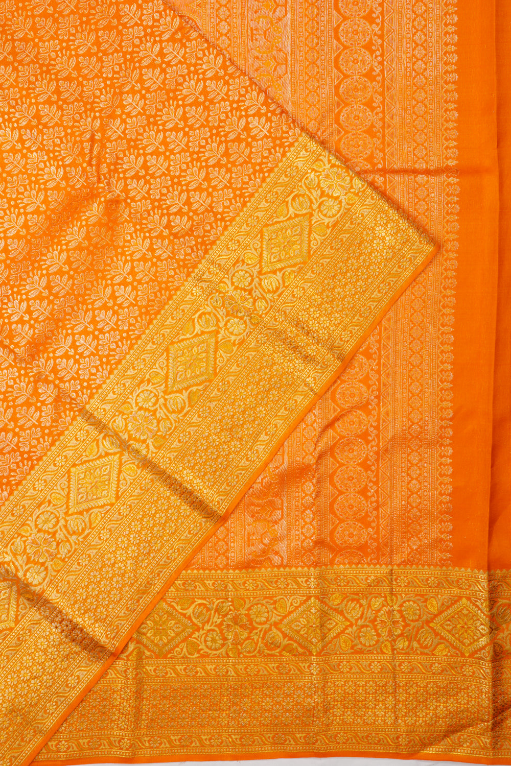 Kanchipuram Silk Brocade Orange Saree