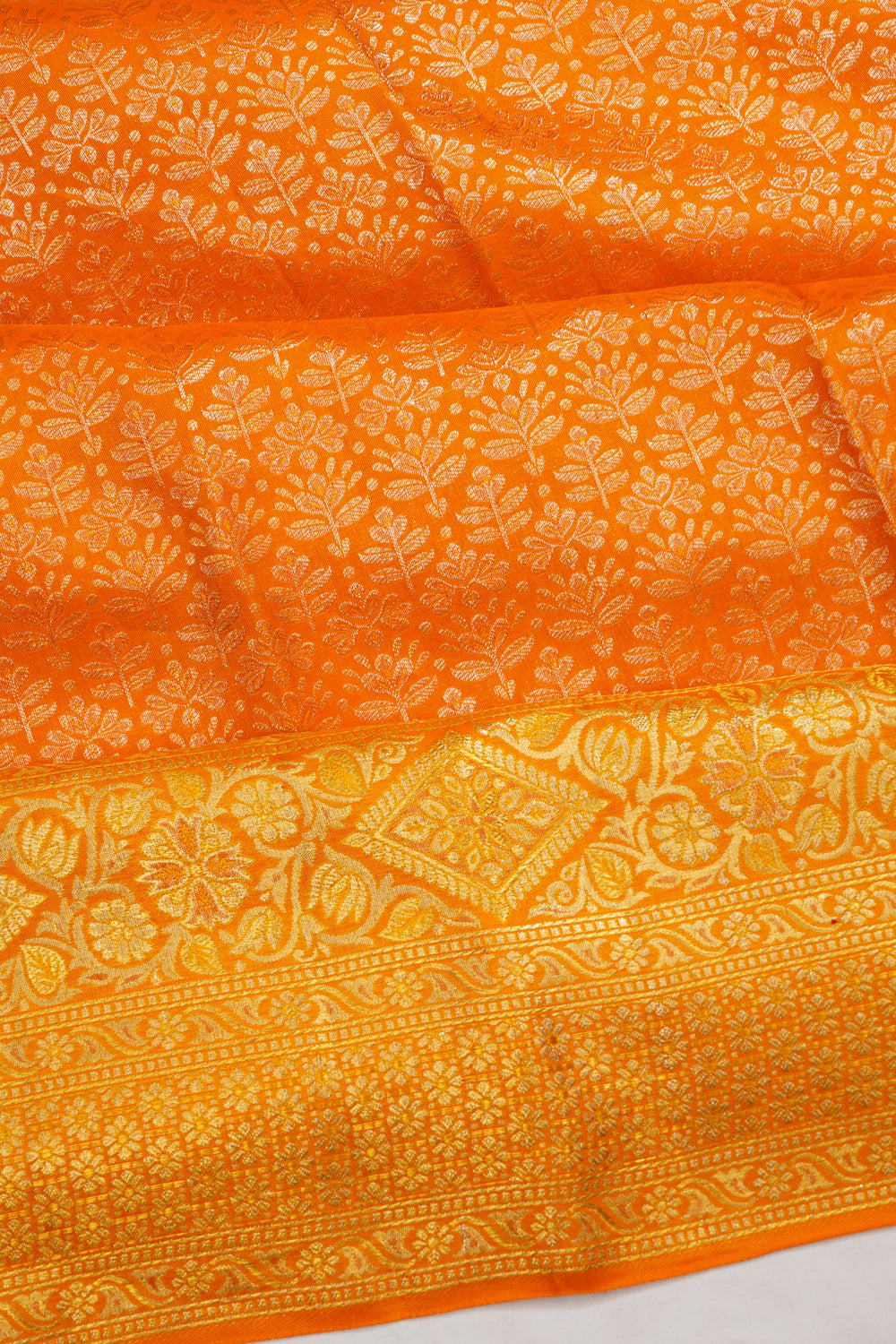 Kanchipuram Silk Brocade Orange Saree