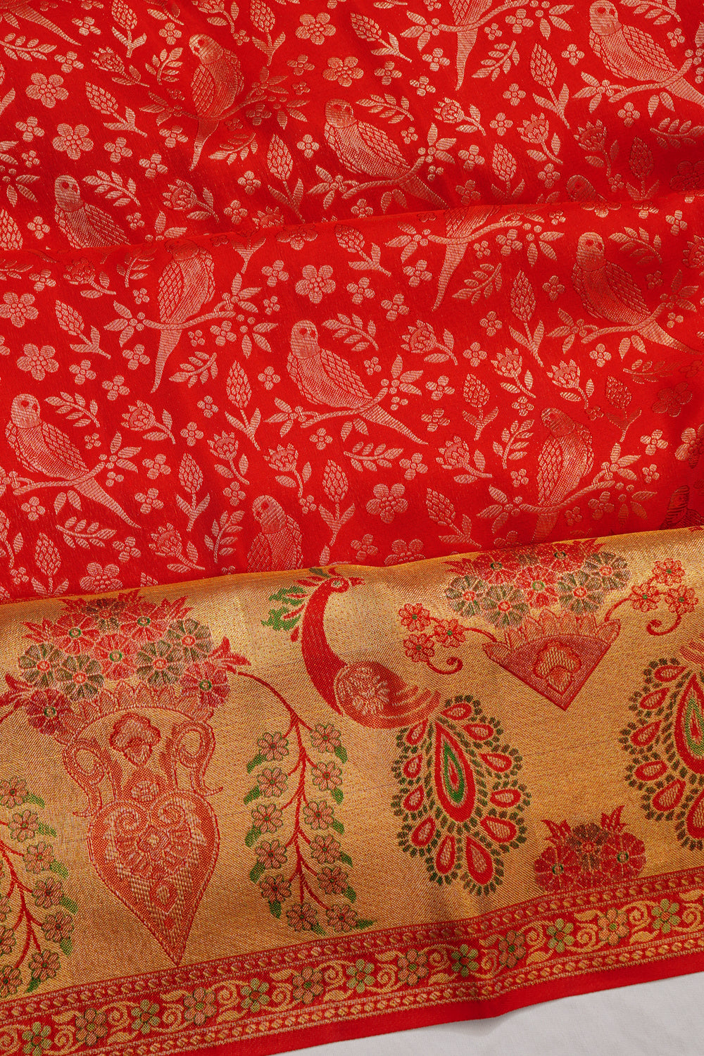 Kanchipuram Silk Brocade Red Saree