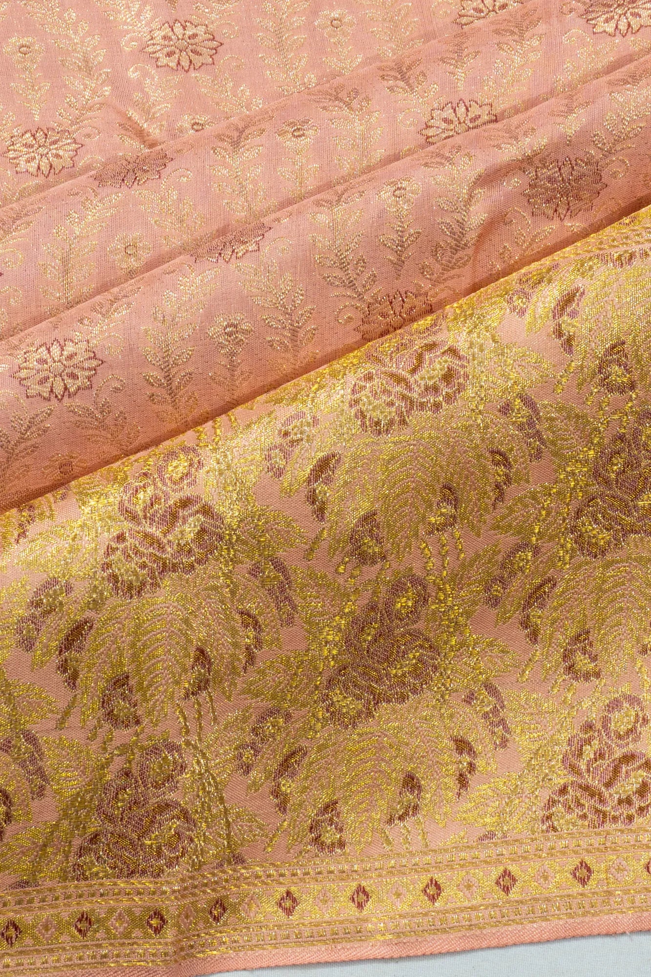 Kanchipuram Silk Brocade Peach Saree