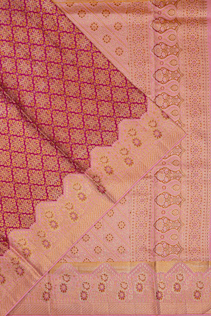 Kanchipuram Silk Brocade Dark Pink Saree