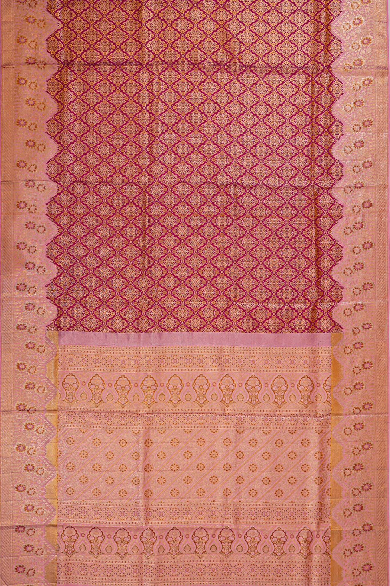 Kanchipuram Silk Brocade Dark Pink Saree