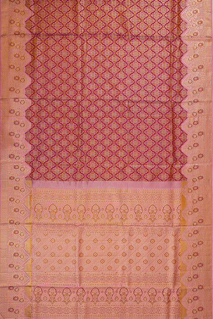 Kanchipuram Silk Brocade Dark Pink Saree