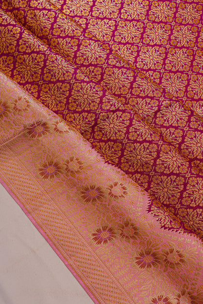 Kanchipuram Silk Brocade Dark Pink Saree
