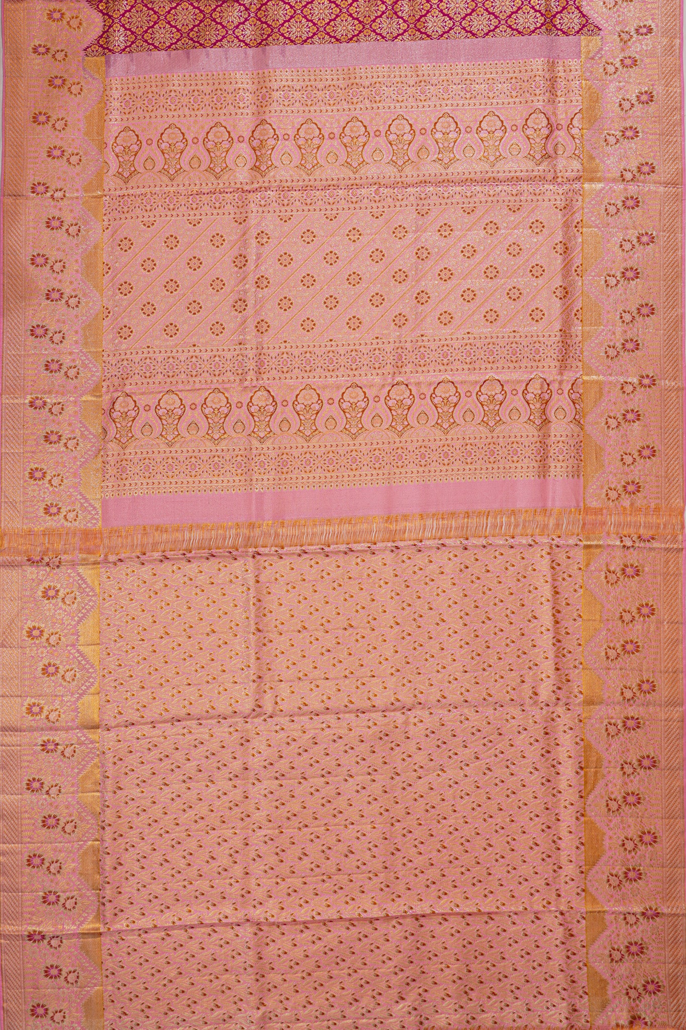 Kanchipuram Silk Brocade Dark Pink Saree