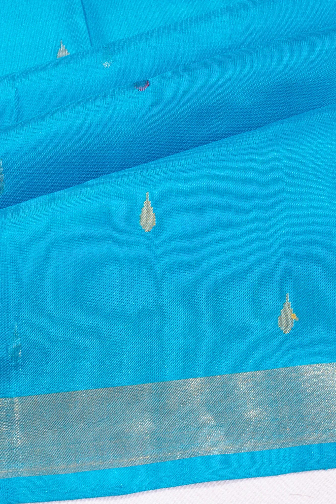 Uppada Silk Butta Sky Blue Saree With Jamdani Pallu