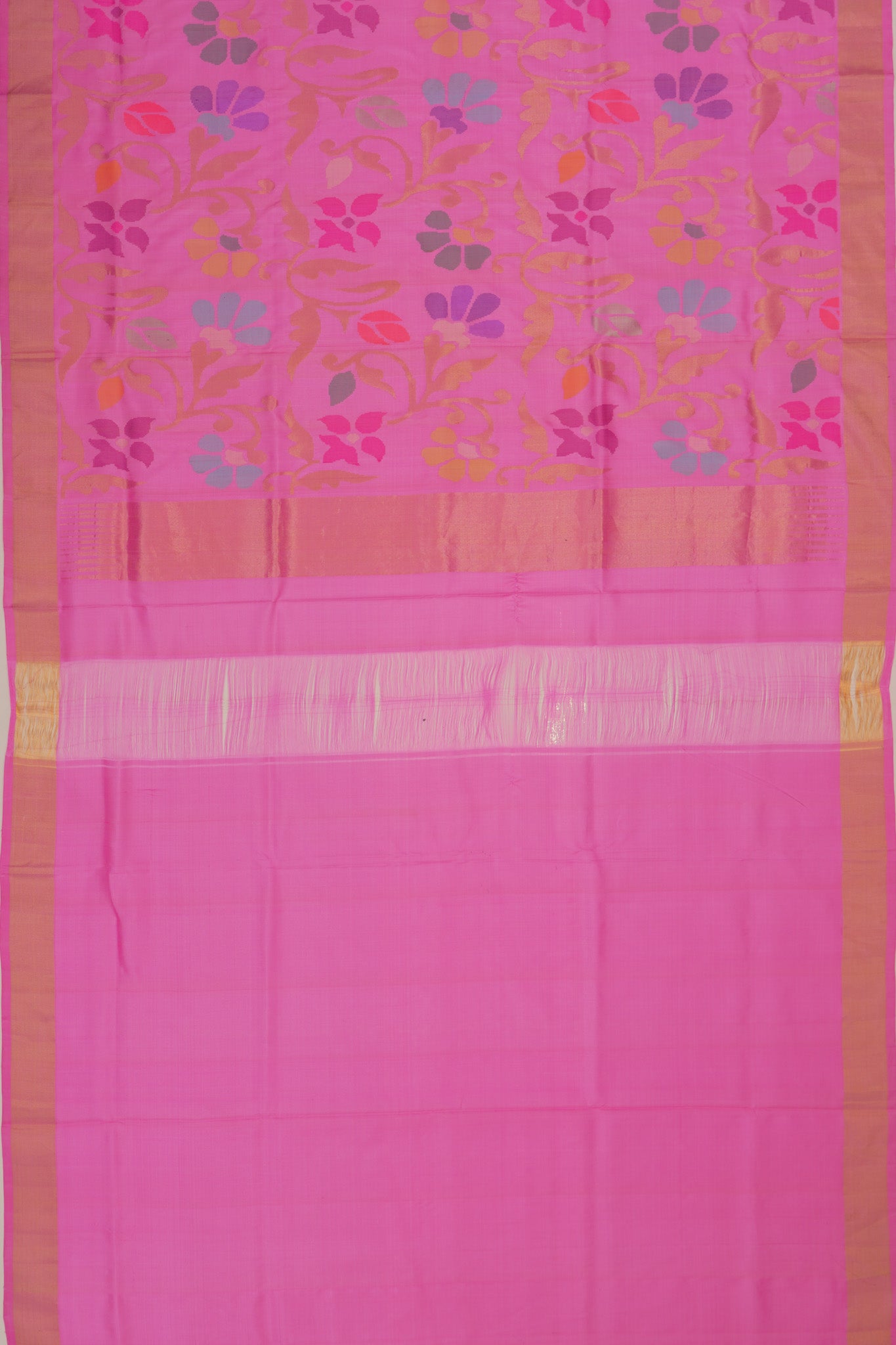 Uppada Silk Jamdani Jaal Pink Saree