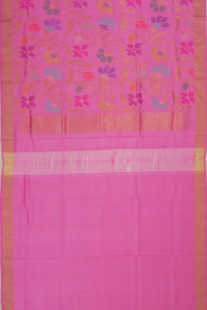 Uppada Silk Jamdani Jaal Pink Saree