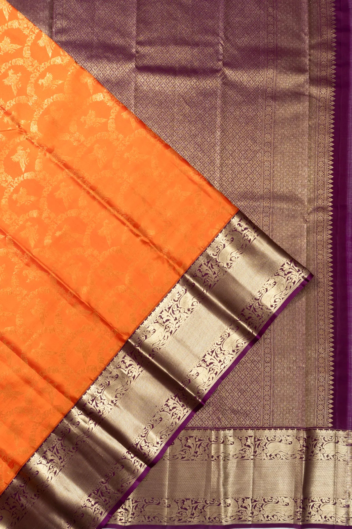 Taranga Kanchi Silk Brocade Orange Saree