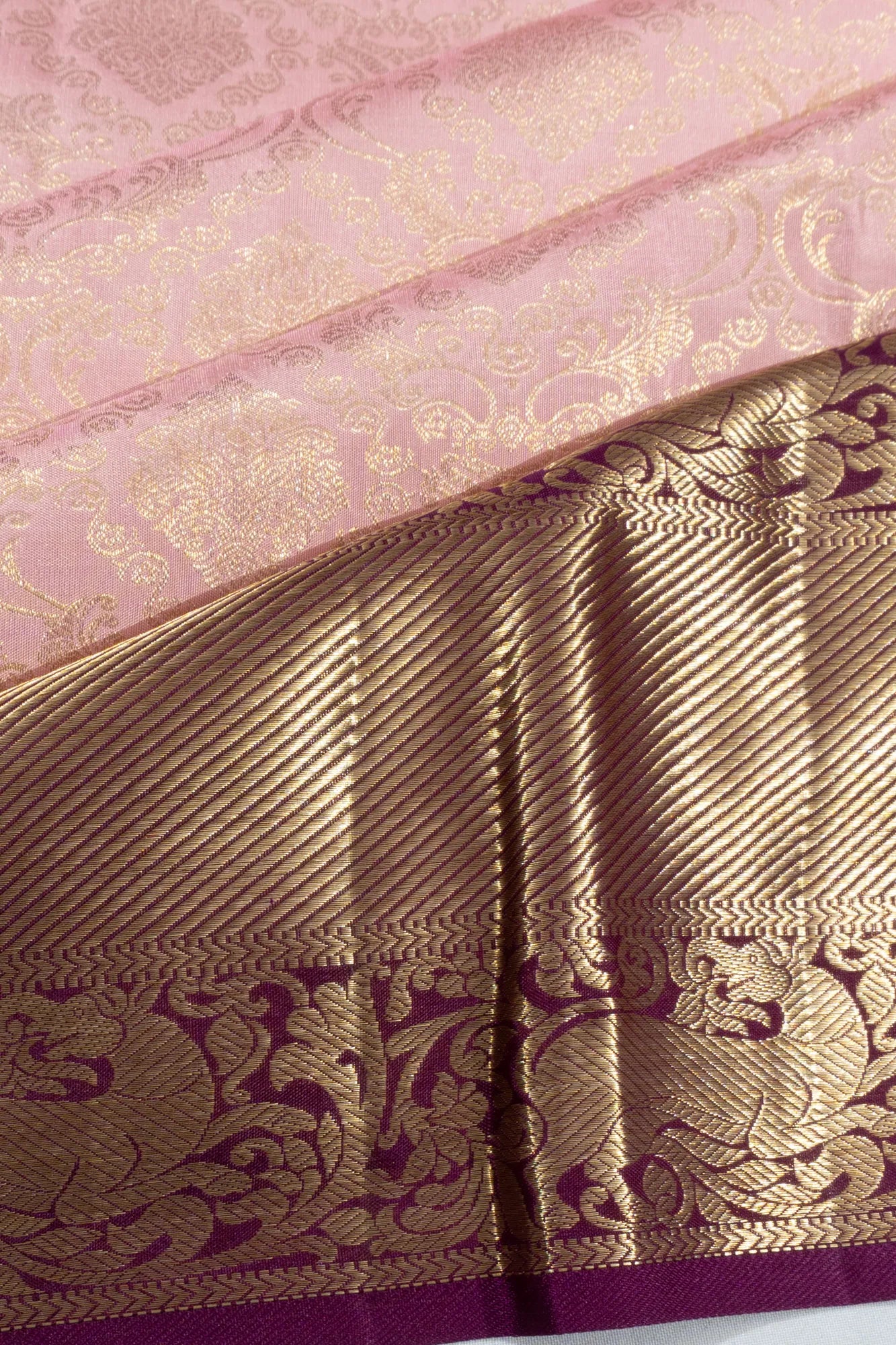 Taranga Kanchi Silk Brocade Baby Pink Saree