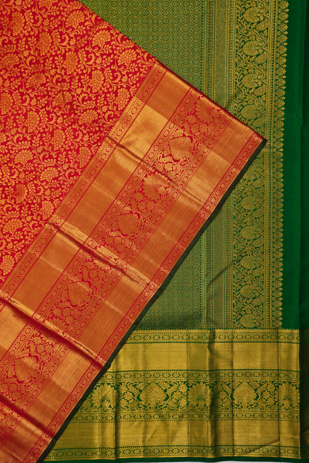 Taranga Kanchi Silk Brocade Red Saree