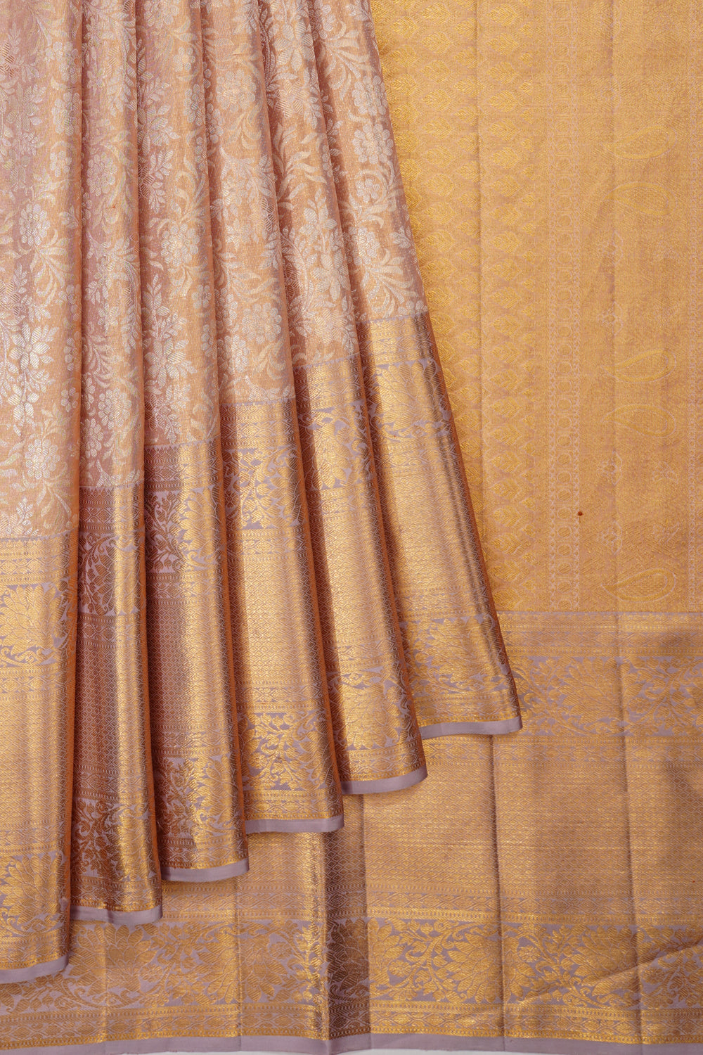 Kanchipuram Silk Tissue Brocade Gold Saree