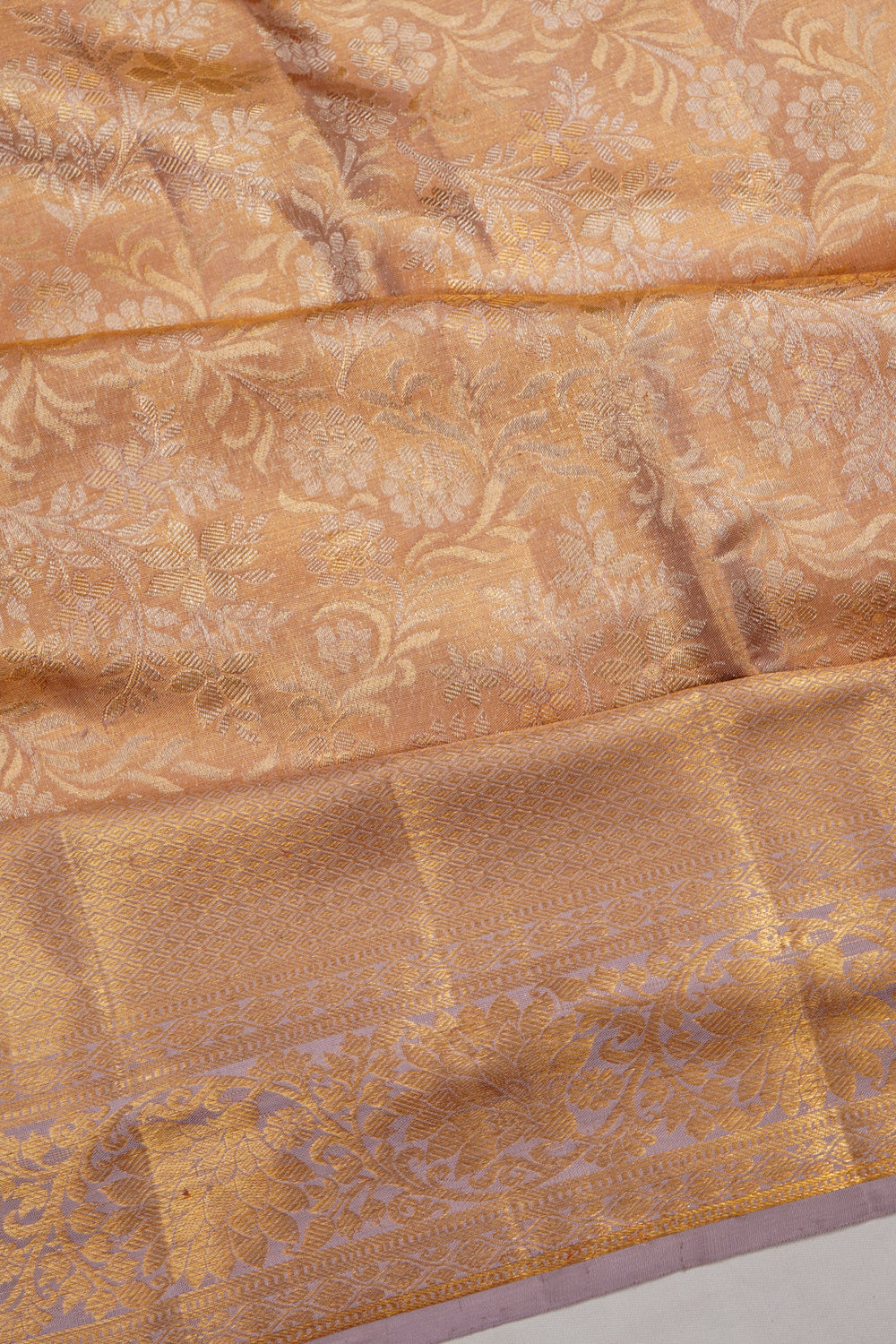 Kanchipuram Silk Tissue Brocade Gold Saree