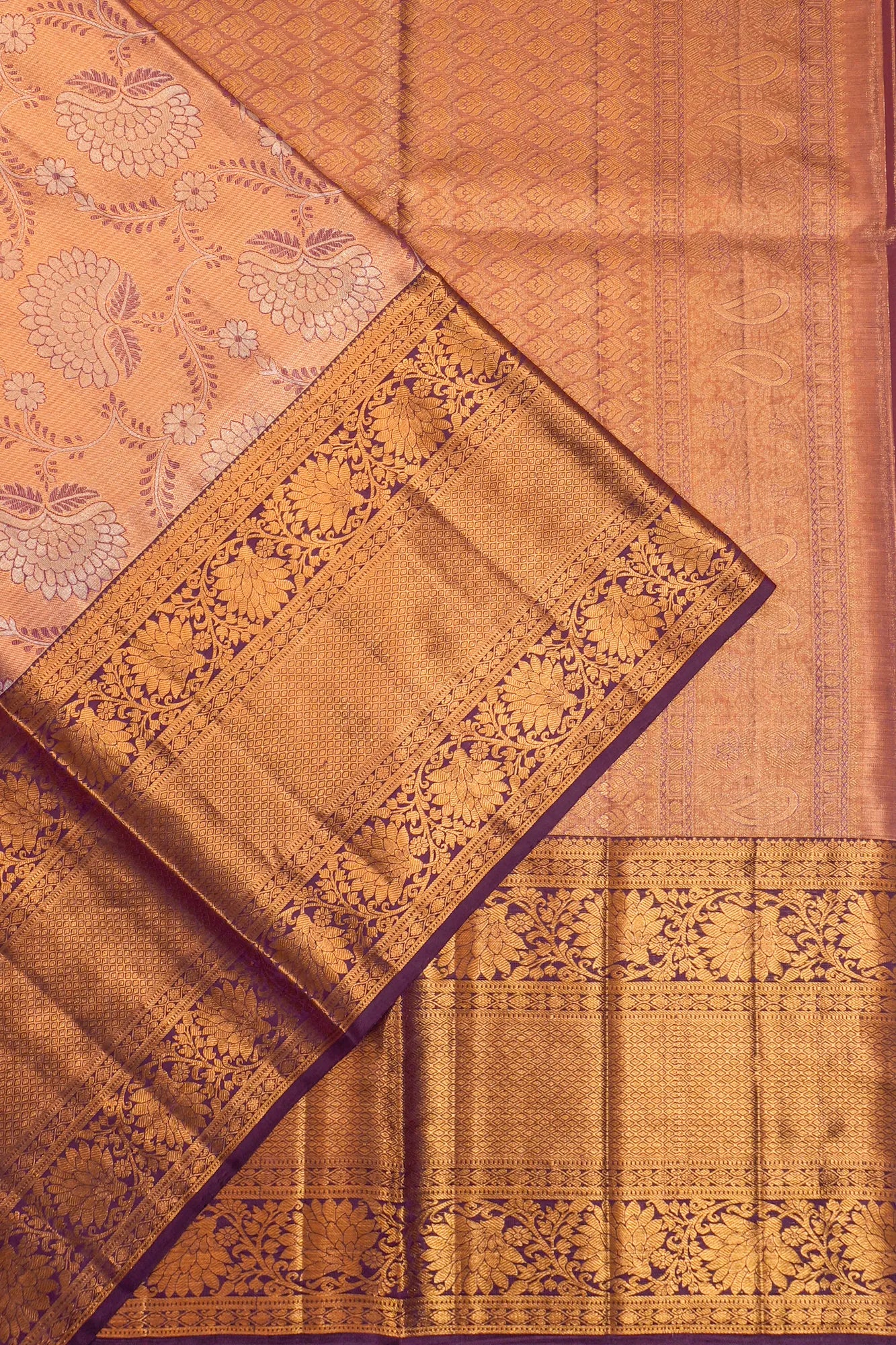 Kanchipuram Silk Tissue Brocade Gold Saree