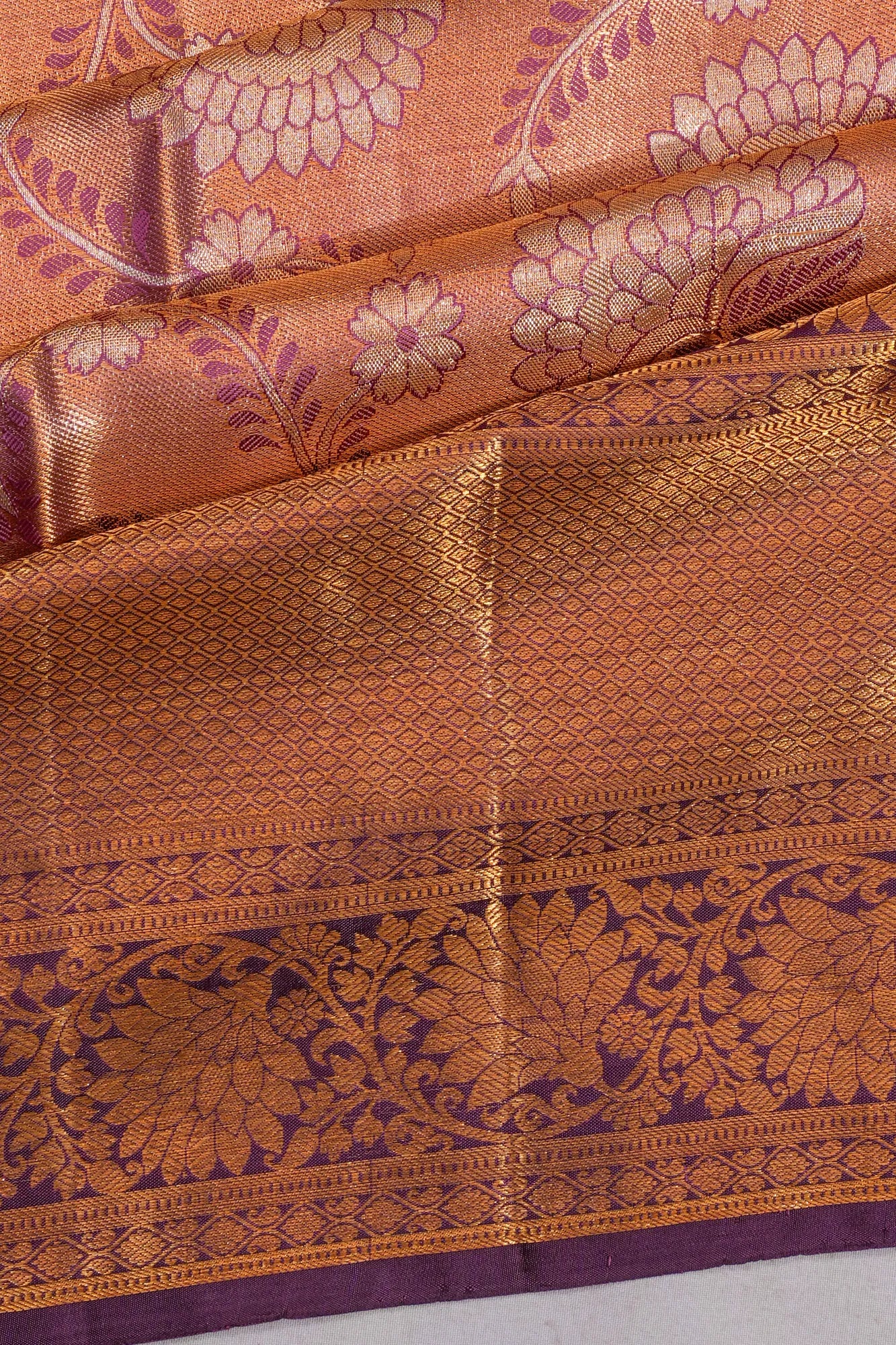 Kanchipuram Silk Tissue Brocade Gold Saree