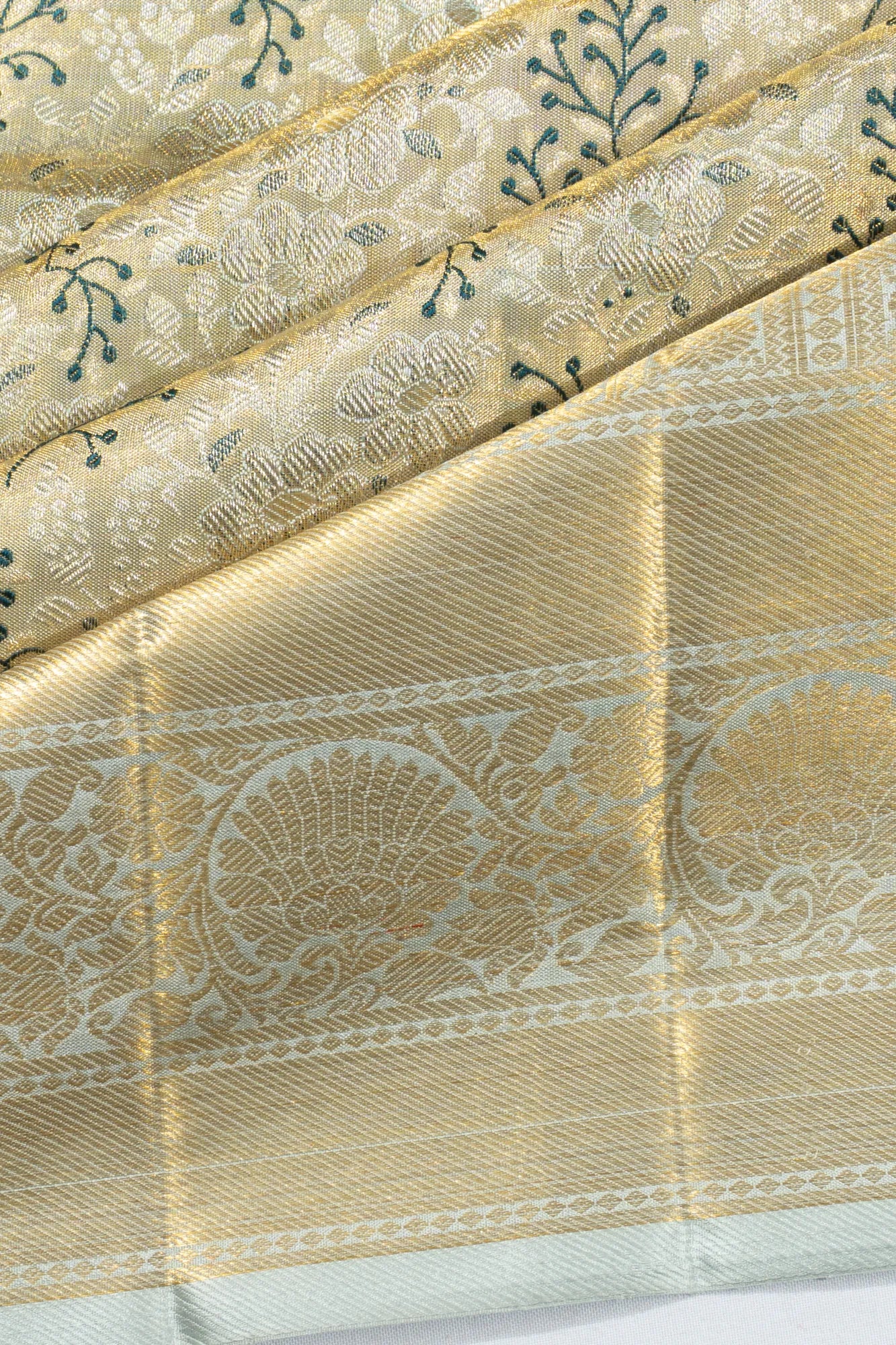 Kanchipuram Silk Tissue Brocade Gold Saree