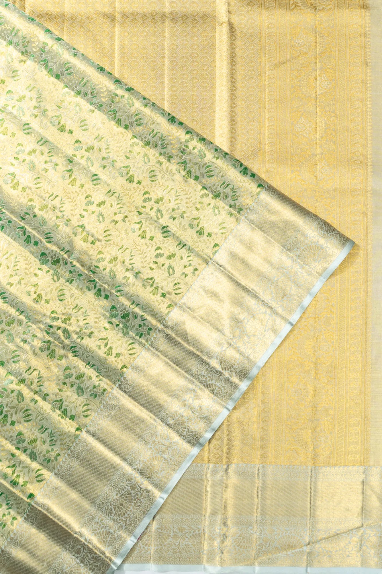 Kanchipuram Silk Tissue Brocade Green Saree