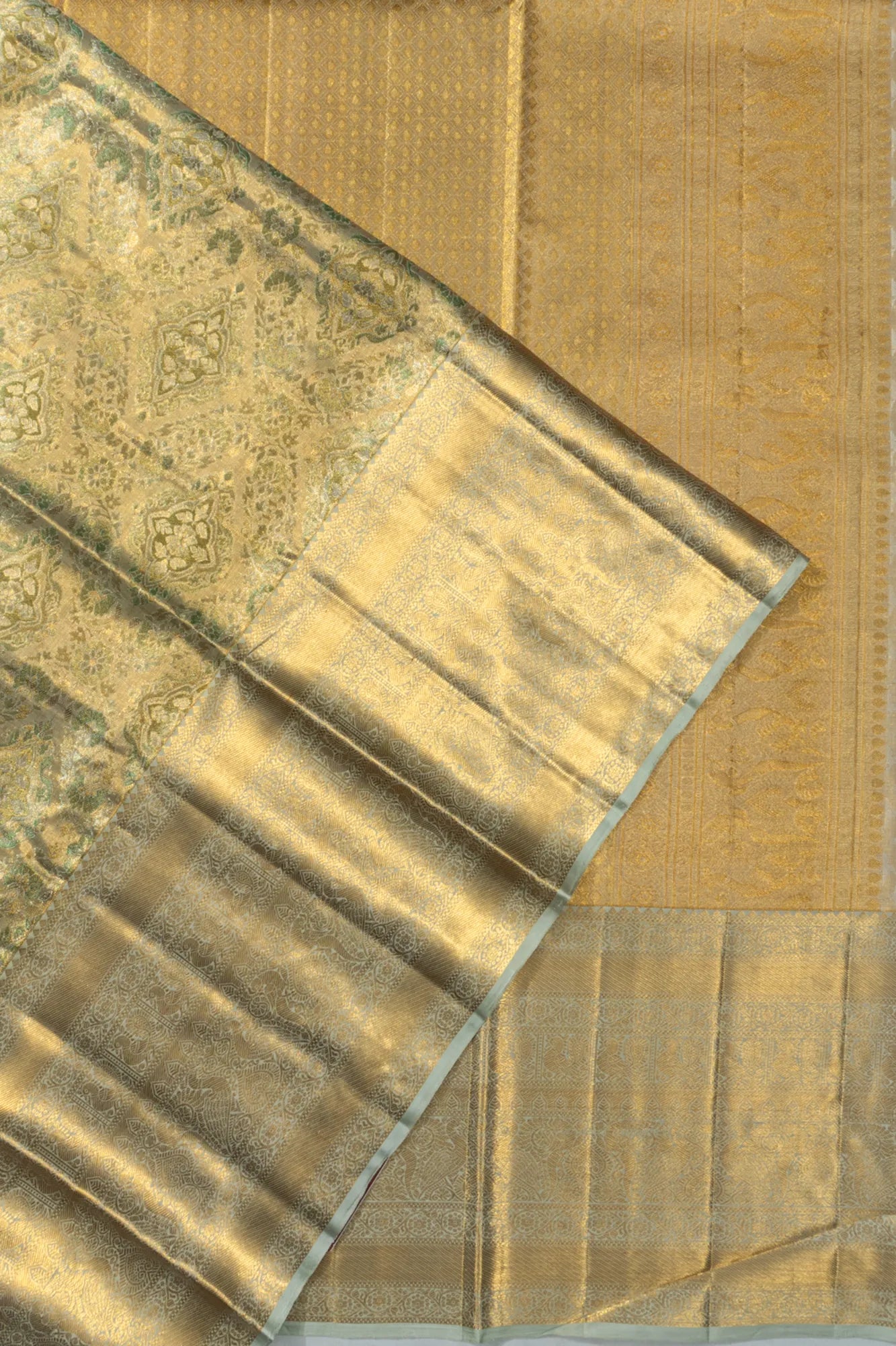 Kanchipuram Silk Tissue Brocade Green Saree