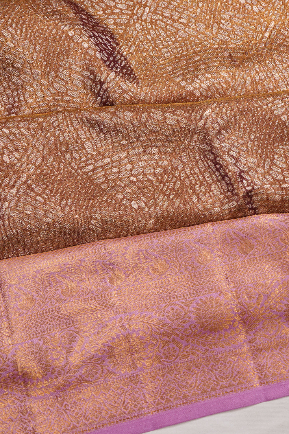 Kanchipuram Silk Tissue Brocade Brown Saree