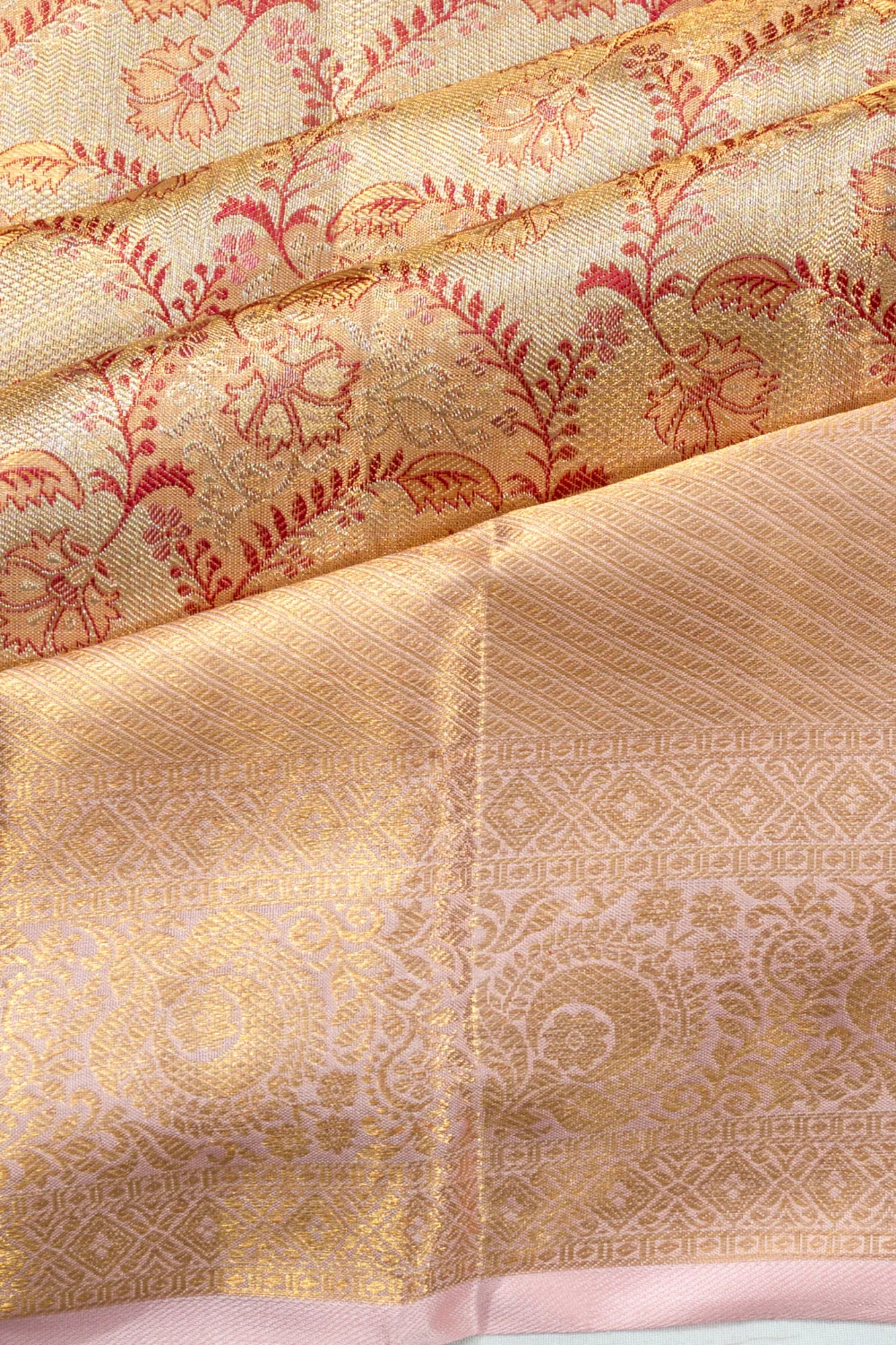 Kanchipuram Silk Tissue Brocade Gold Saree